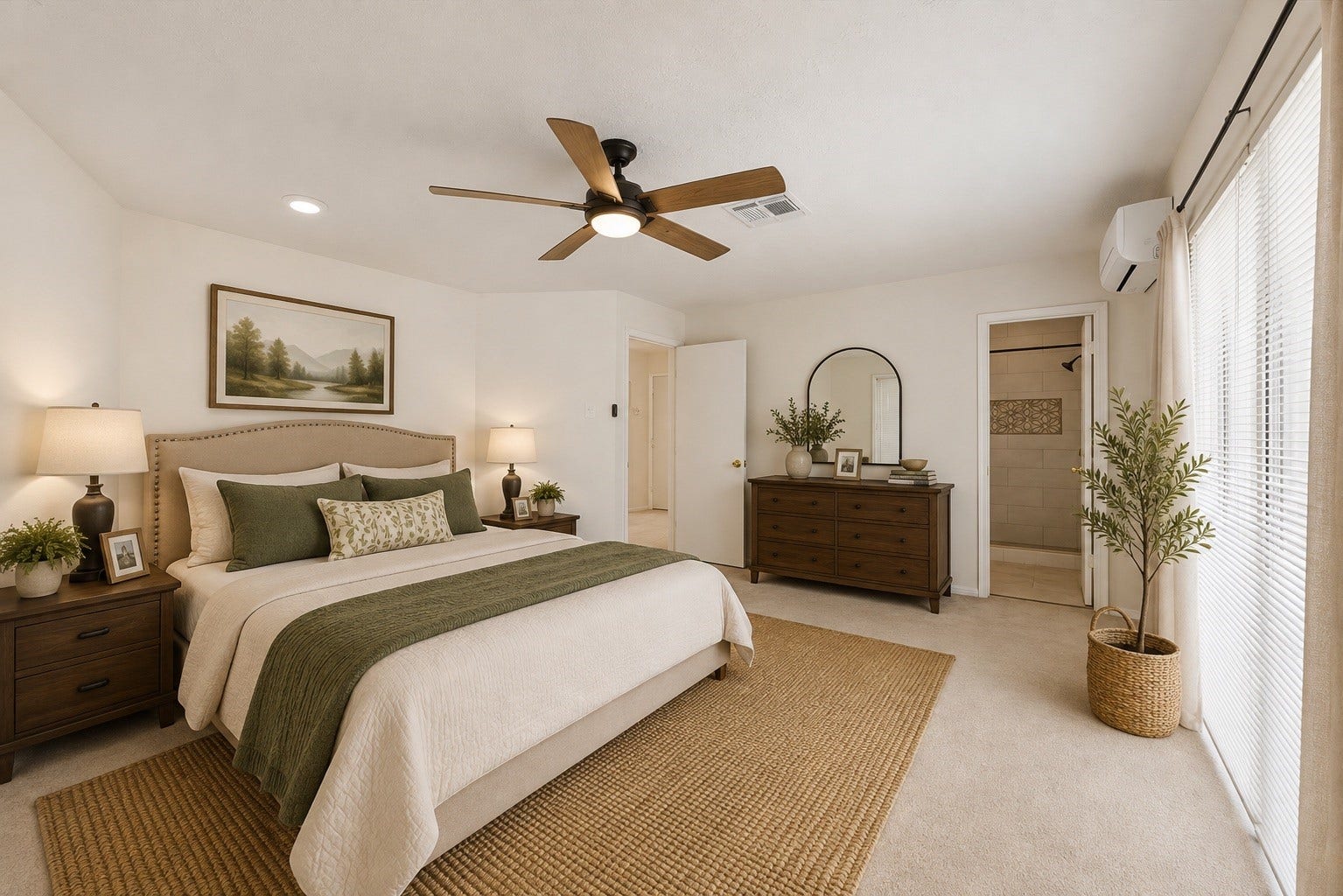 3806 Crystal Falls Drive, Missouri City, TX 77459 Virtually Staged - Generously sized upstairs primary suite with abundant natural light, ensuite bath access, and plenty of room for a complete bedroom arrangement.