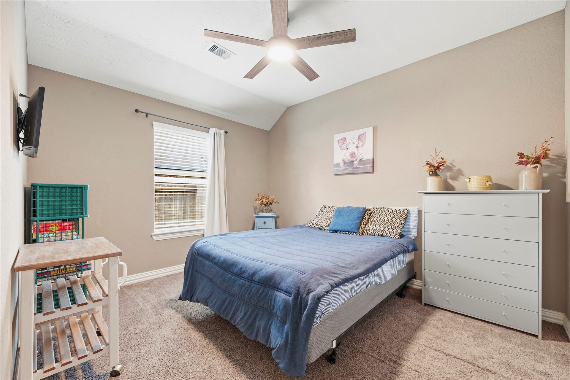 16014 Mark Crest Drive, Hockley, TX 77447 Both secondary bedrooms are spacious with plush carpet, ceiling fans and ample closet space.