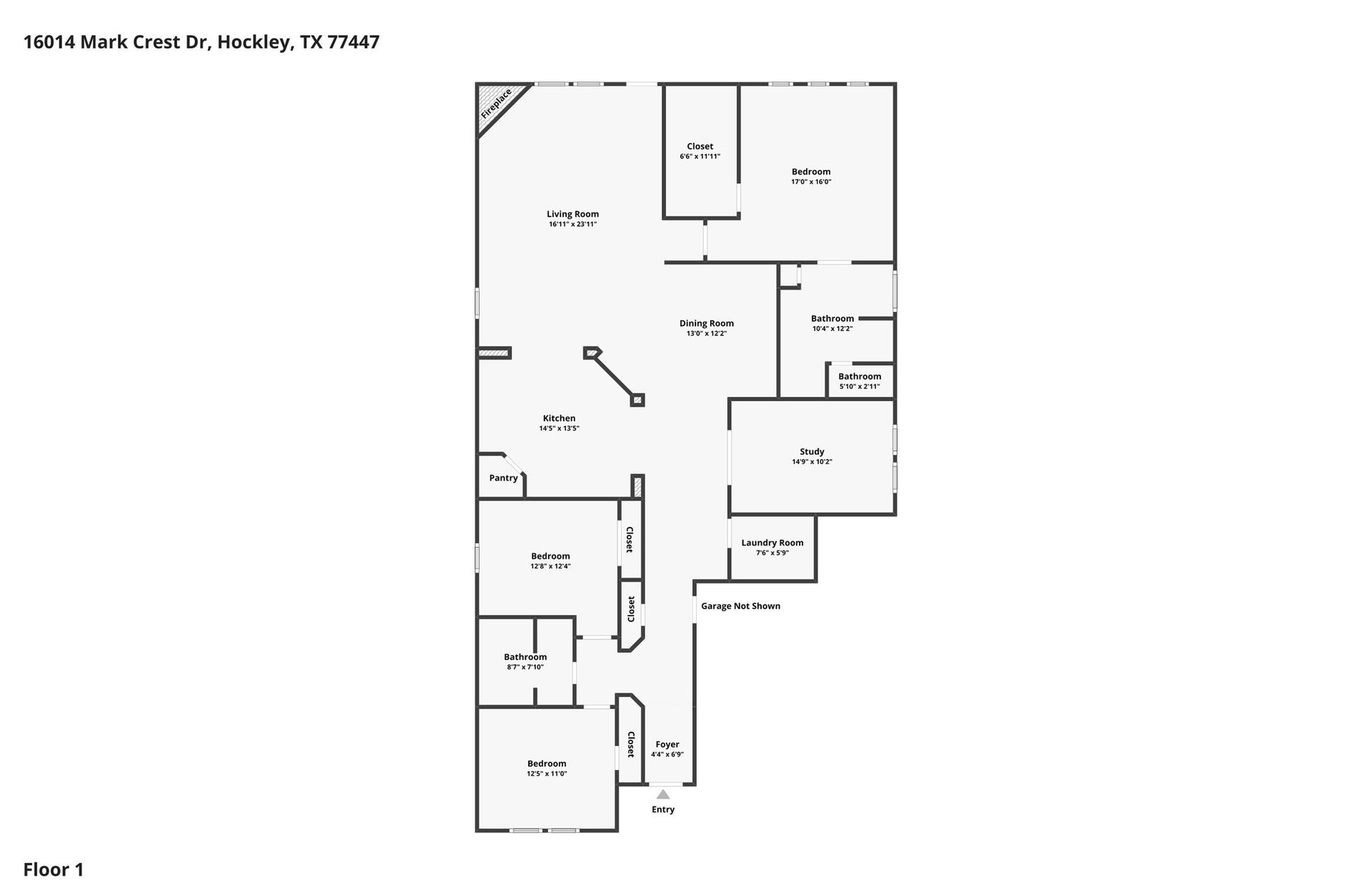 16014 Mark Crest Drive, Hockley, TX 77447 Floor plan.