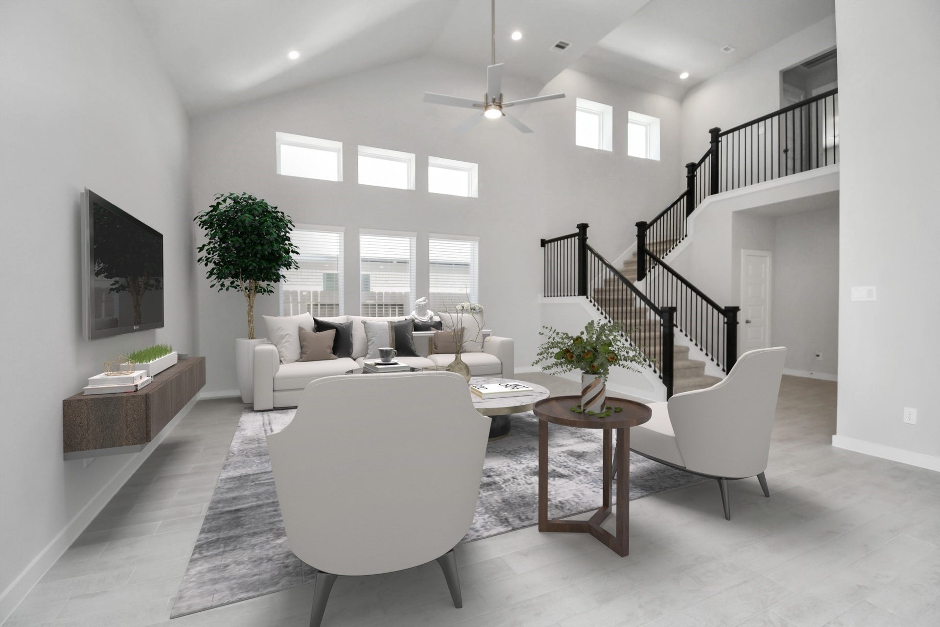 19046 Cape Capasso Drive, Hockley, TX 77447 Virtually Staged - Living Room. Sample photo of completed home with similar floor plan. Actual colors and selections may vary.