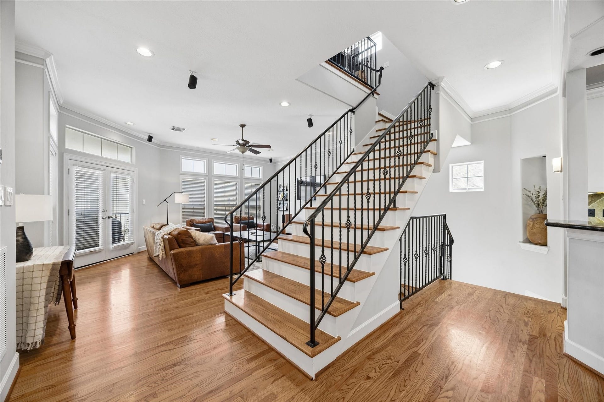 5111 Inker Street, #C, Houston, TX 77007 Wood treads and iron rail lead you up to the third floor.