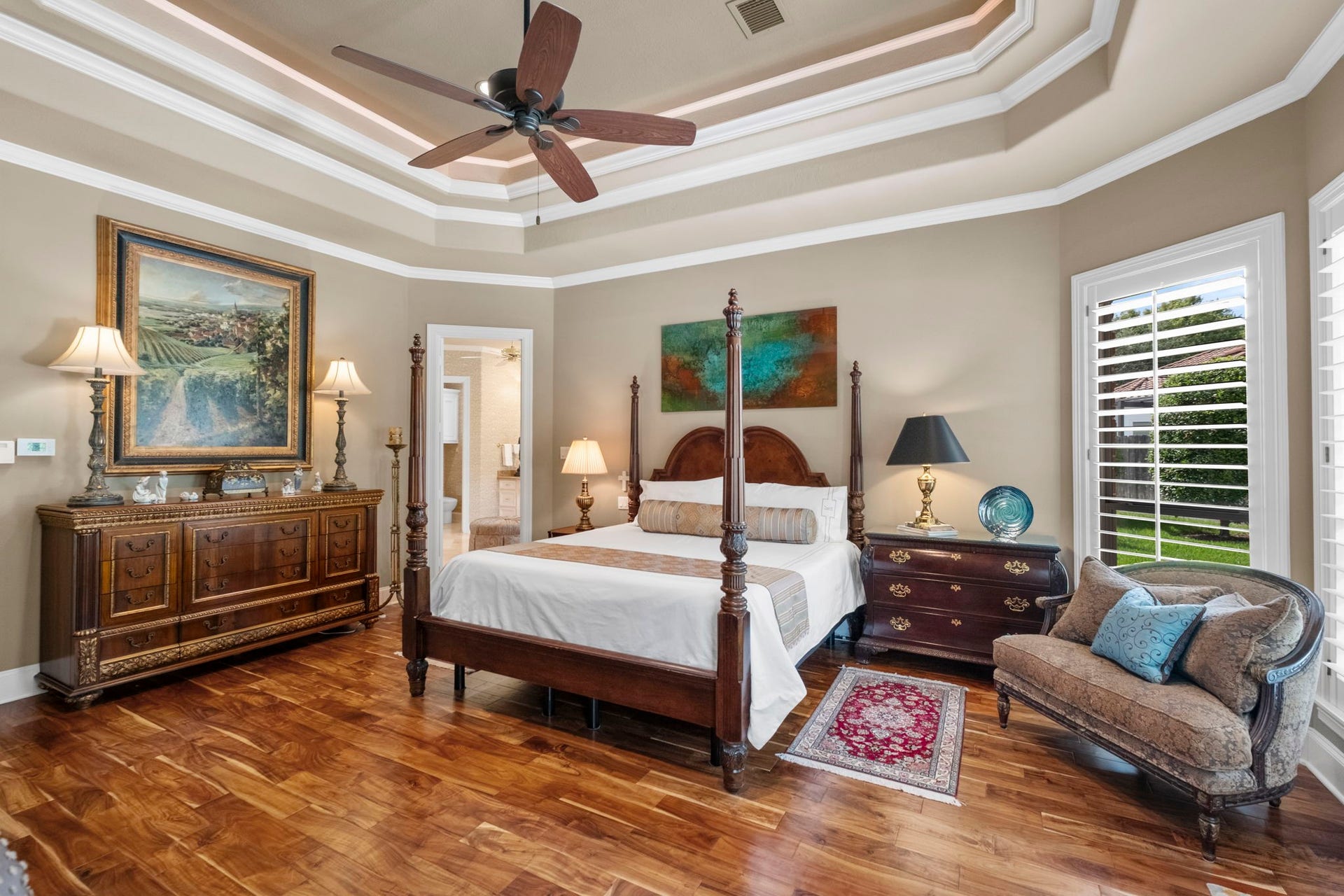 7 Silverloch Court, Sugar Land, TX 77479 This is the primary suite downstairs. There is another primary suite upstairs as well.