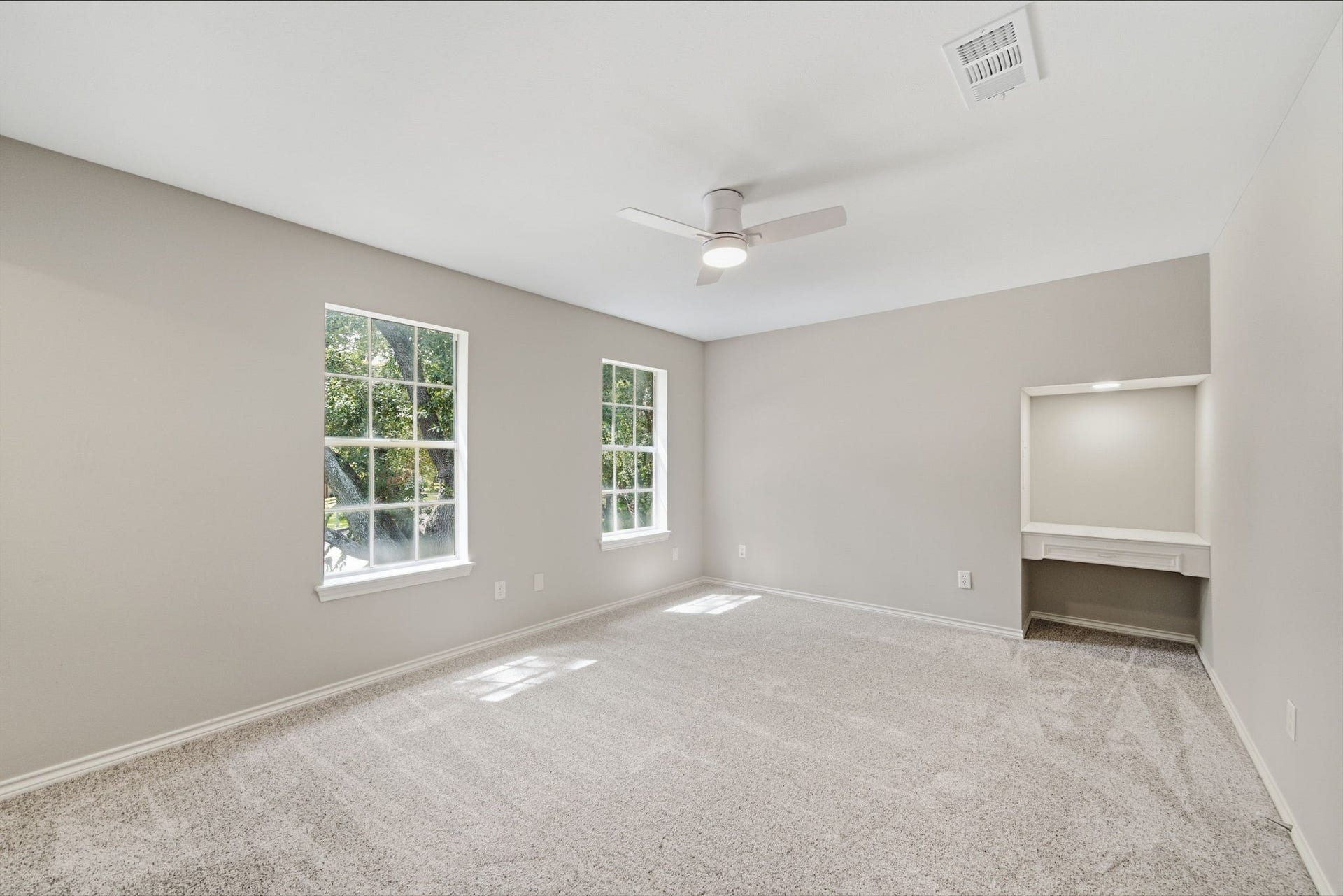 Three secondary bedrooms are located upstairs, creating wonderful separation between the primary suite and additional sleeping quarters. Additional study nook.
Each bedroom offers generous dimensions, nearby bath access, and excellent closet storage.