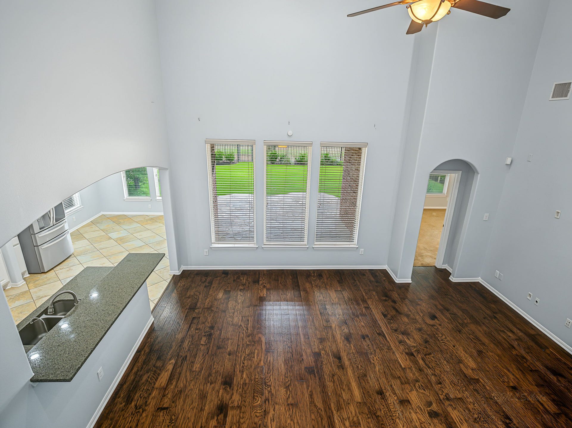 On our way upstairs, we get a great view of the family room!