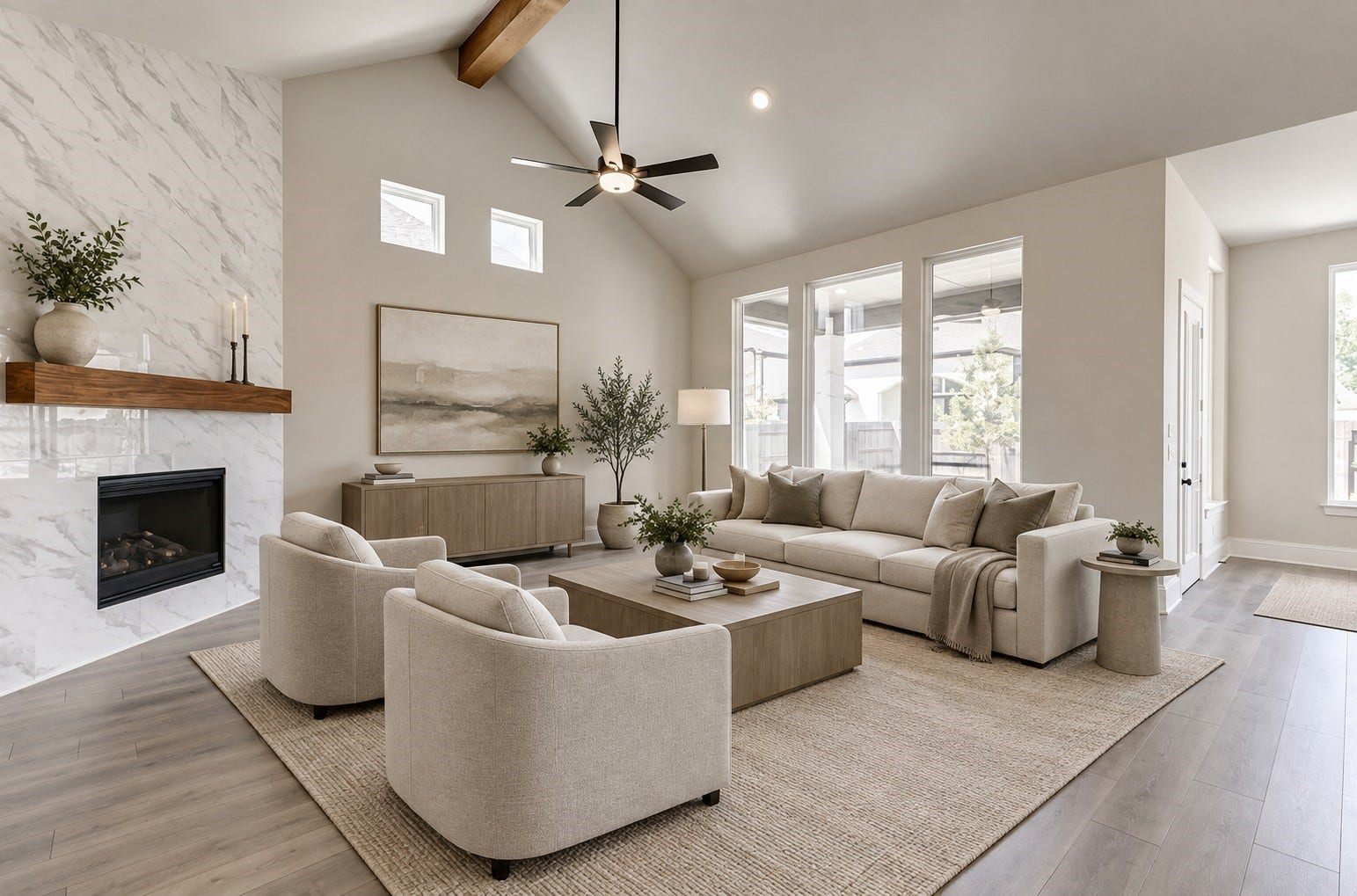Spacious family room with lots of natural light.
