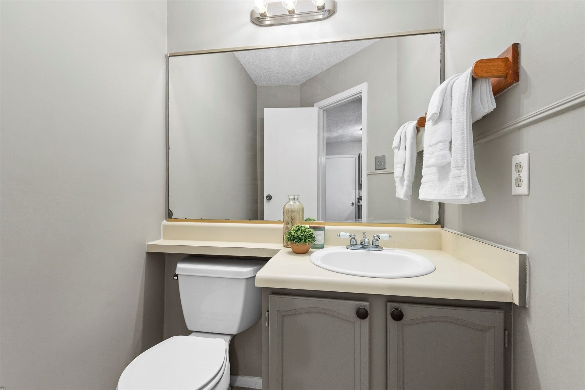 The downstairs half bath