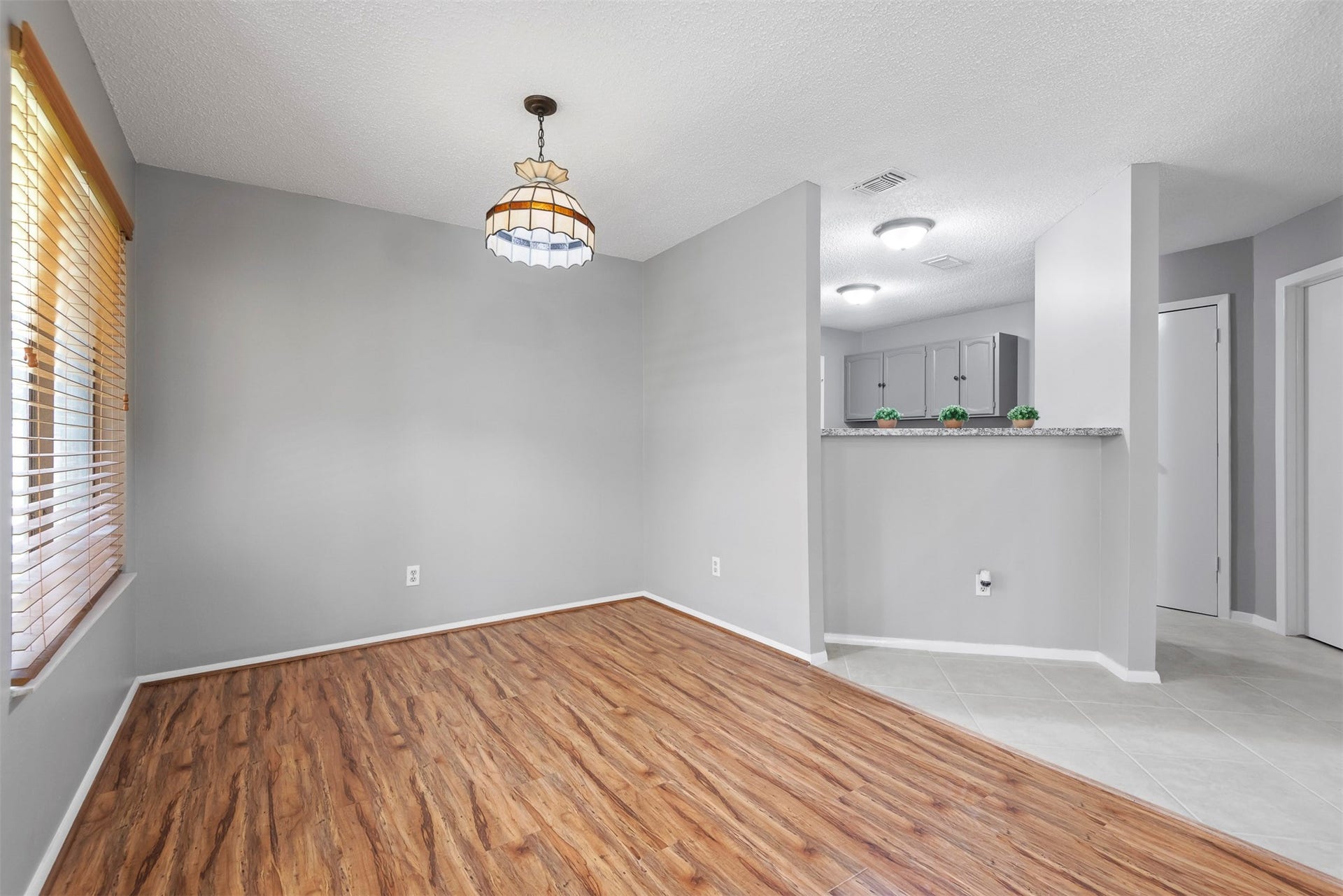 The dining area is open to the kitchen and living area.