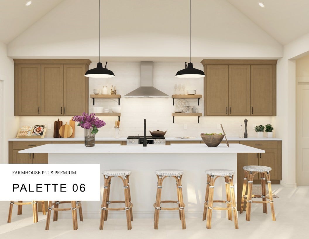 Farmhouse Look Palette 6 Selection Sheet (*Artist rendering used for illustration purposes only.)