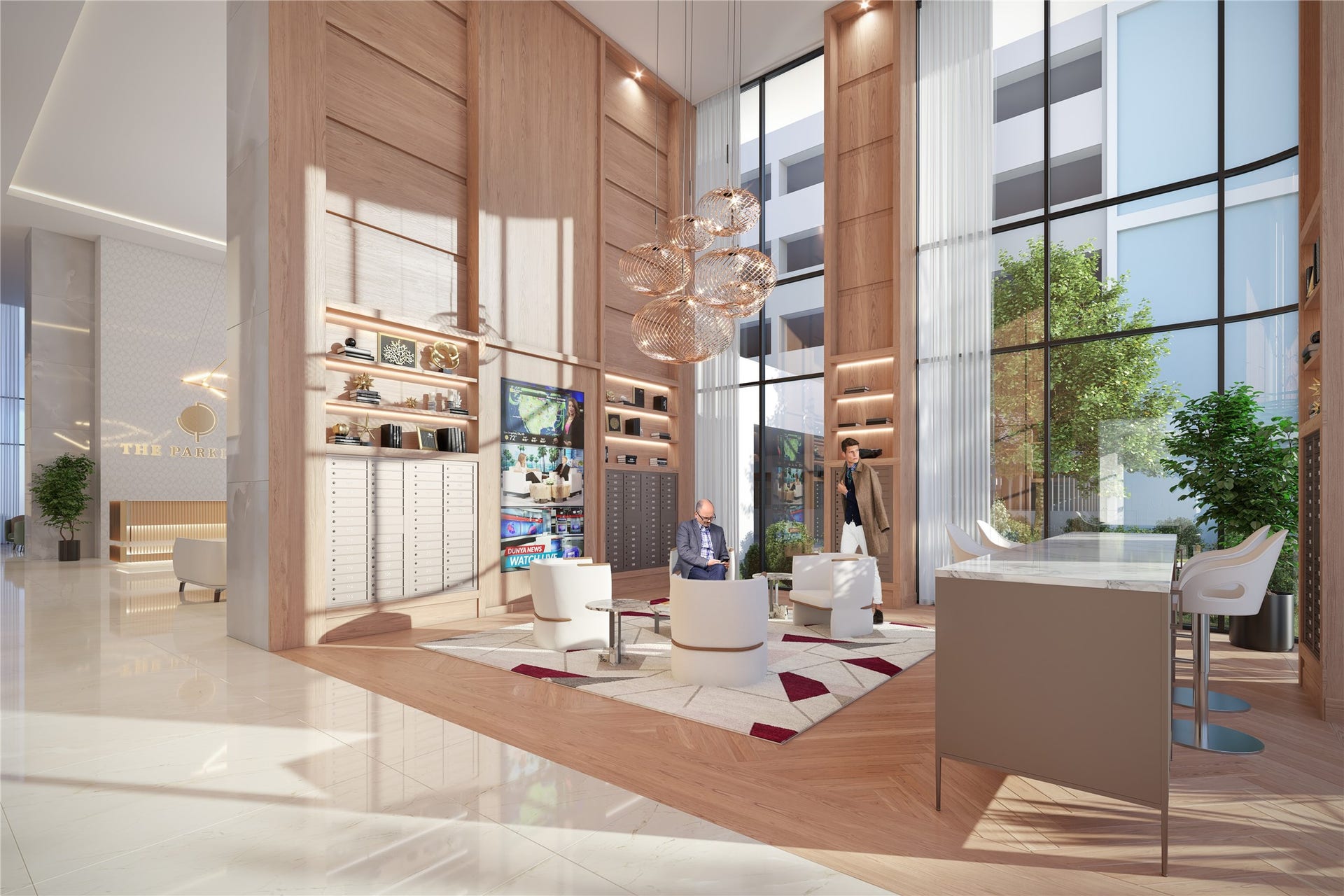 1701 Hermann Drive, #25A, Houston, TX 77004 Rendering of the mail and co-working spots.