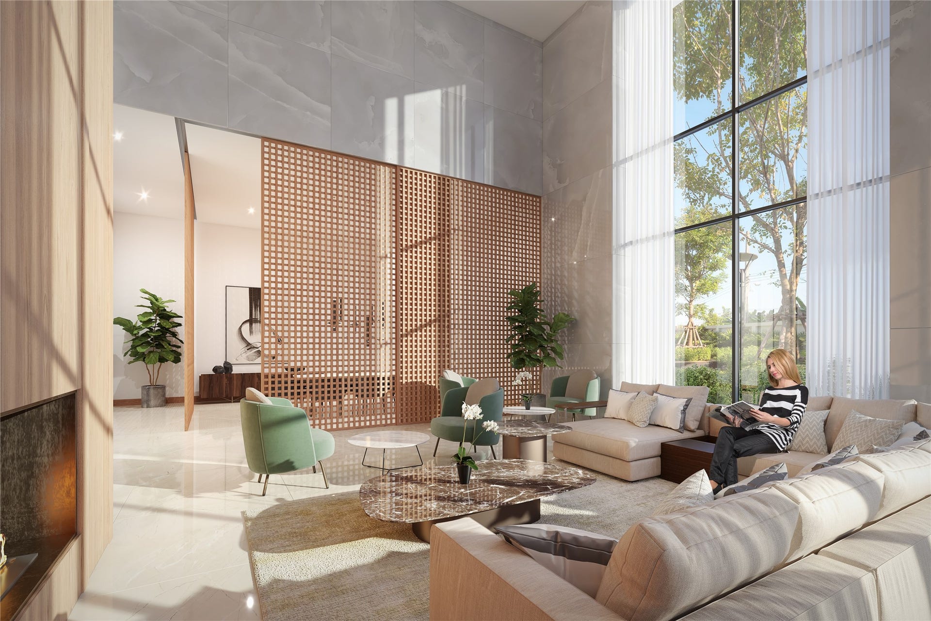 1701 Hermann Drive, #25A, Houston, TX 77004 Rendering of addtional lounge area in the lobby.