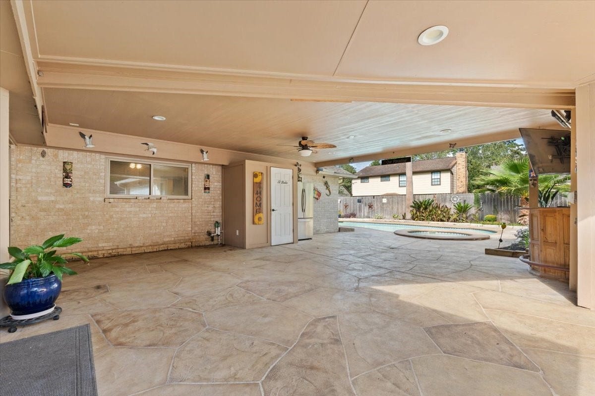 Large covered back patio