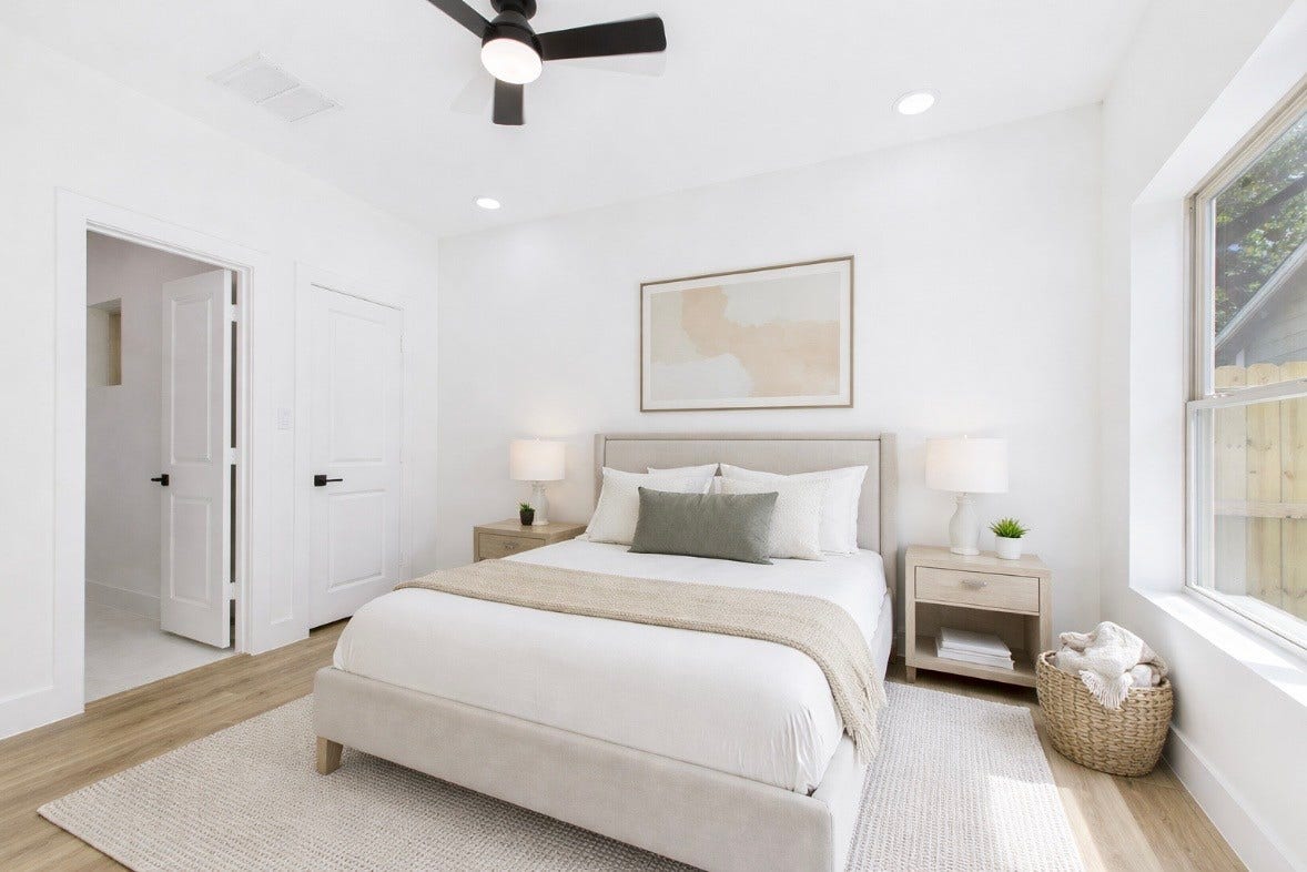 5316 Terry Street, Houston, TX 77009 Virtually staged downstairs secondary bedroom with full bath