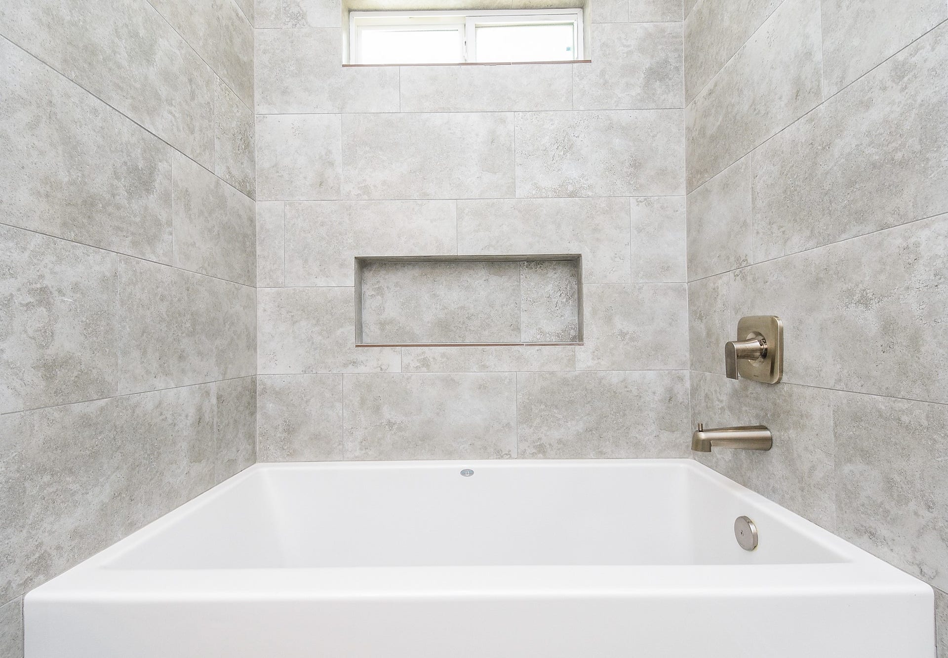 Fully tiled.