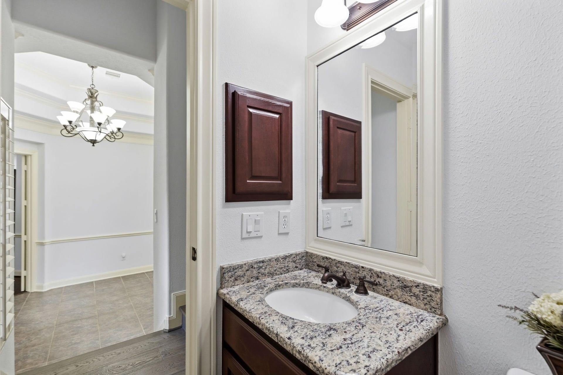 Half bath is located just off the entrance.