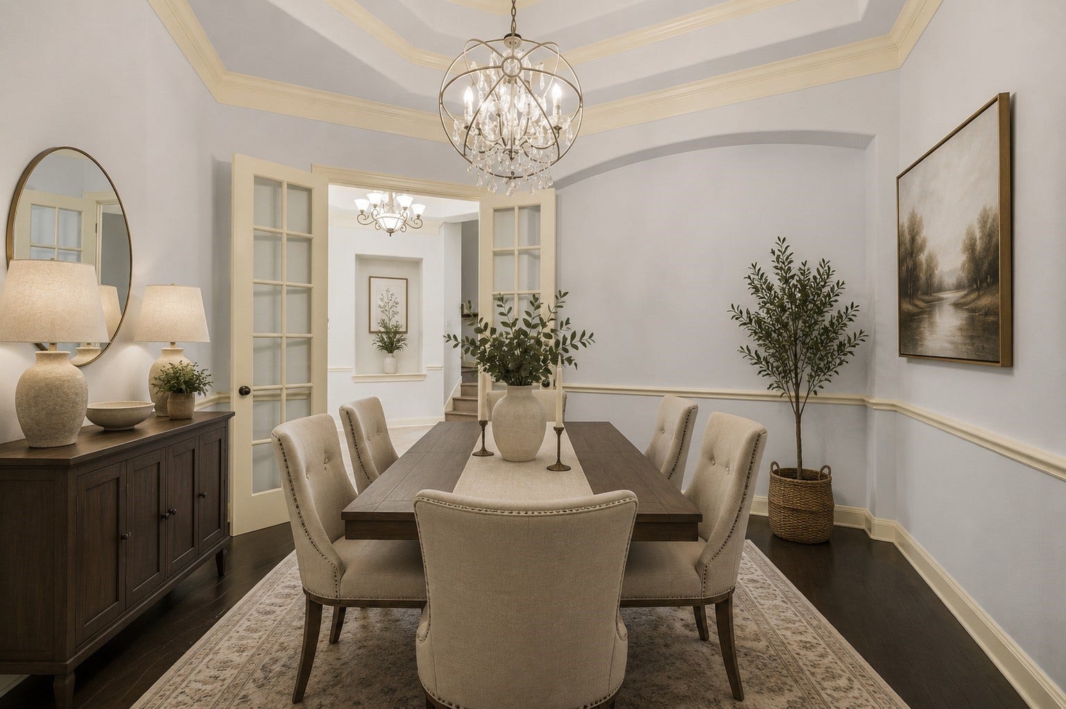 Dining room has access directly into the butlers pantry and kitchen.