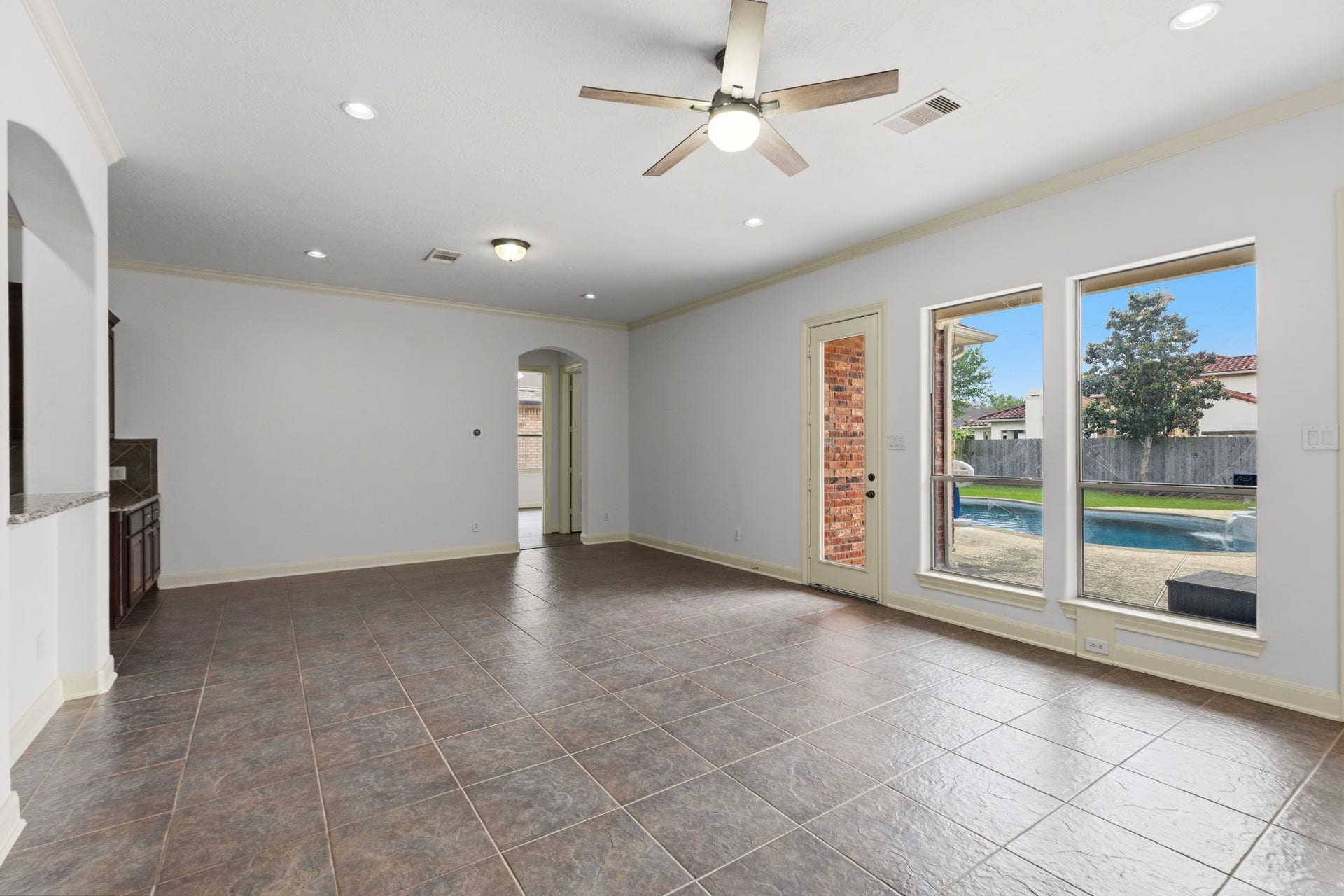 Another view of this large family room.  Home has a roof that is only one year old.