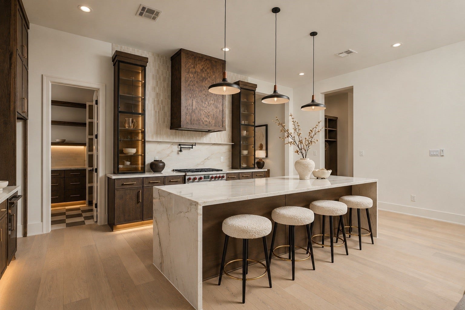 2107 McKean Drive, Houston, TX 77080 The kitchens generous scale and extended island seating create a true entertaining centerpiece, while the open layout maintains an effortless connection to the surrounding living spaces.