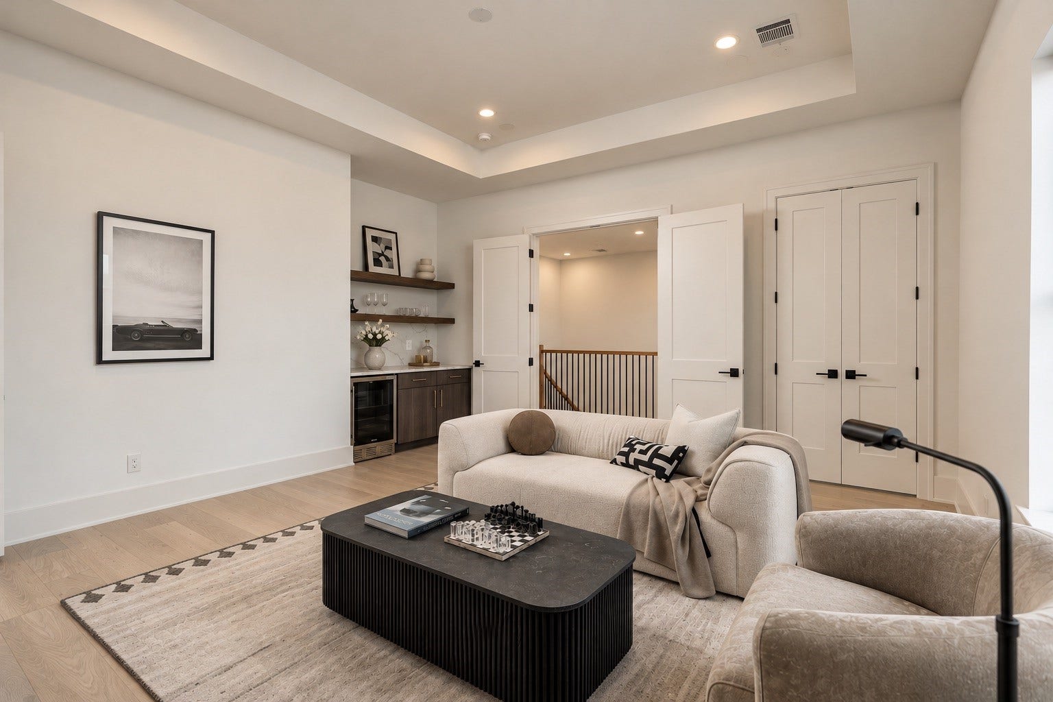2107 McKean Drive, Houston, TX 77080 The dedicated game room creates a true second living space upstairs, complete with a custom dry bar, beverage cooler, dedicated storage, and pre-wiring for surround sound.
