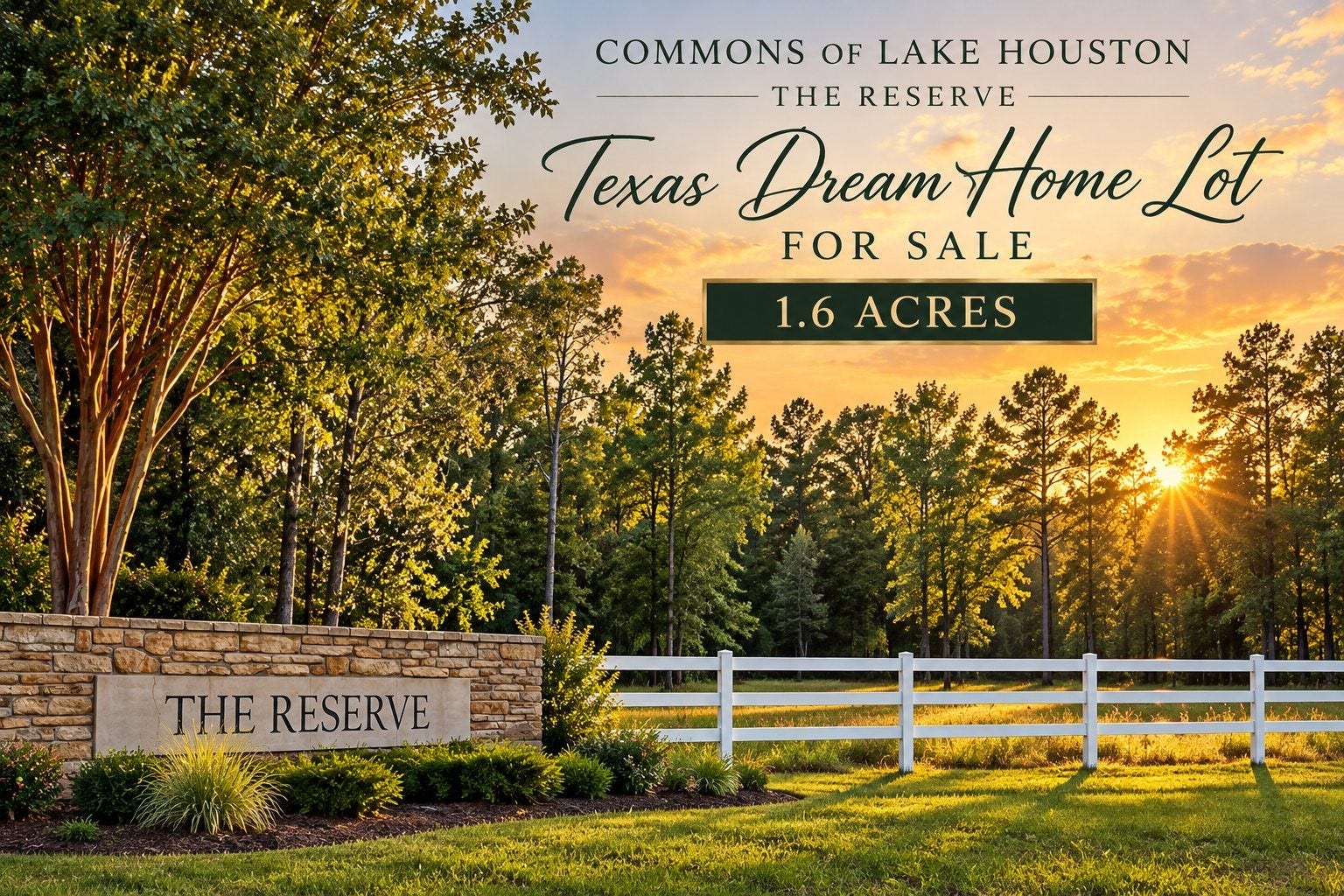 28938 Reserve Bend Drive, Huffman, TX 77336 1.6 Acre Lot in The Commons of Lake Houston - The Reserve