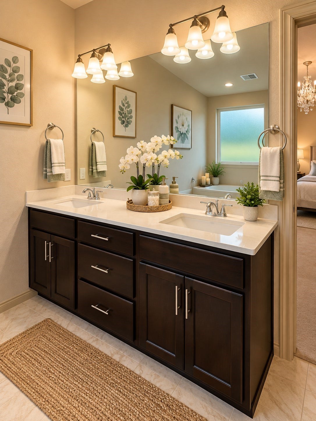 5406 Floral Valley Lane, Katy, TX 77449 Primary En-Suite Bath with Double Sinks, Storage Drawers and Cabinets virtual enhancement