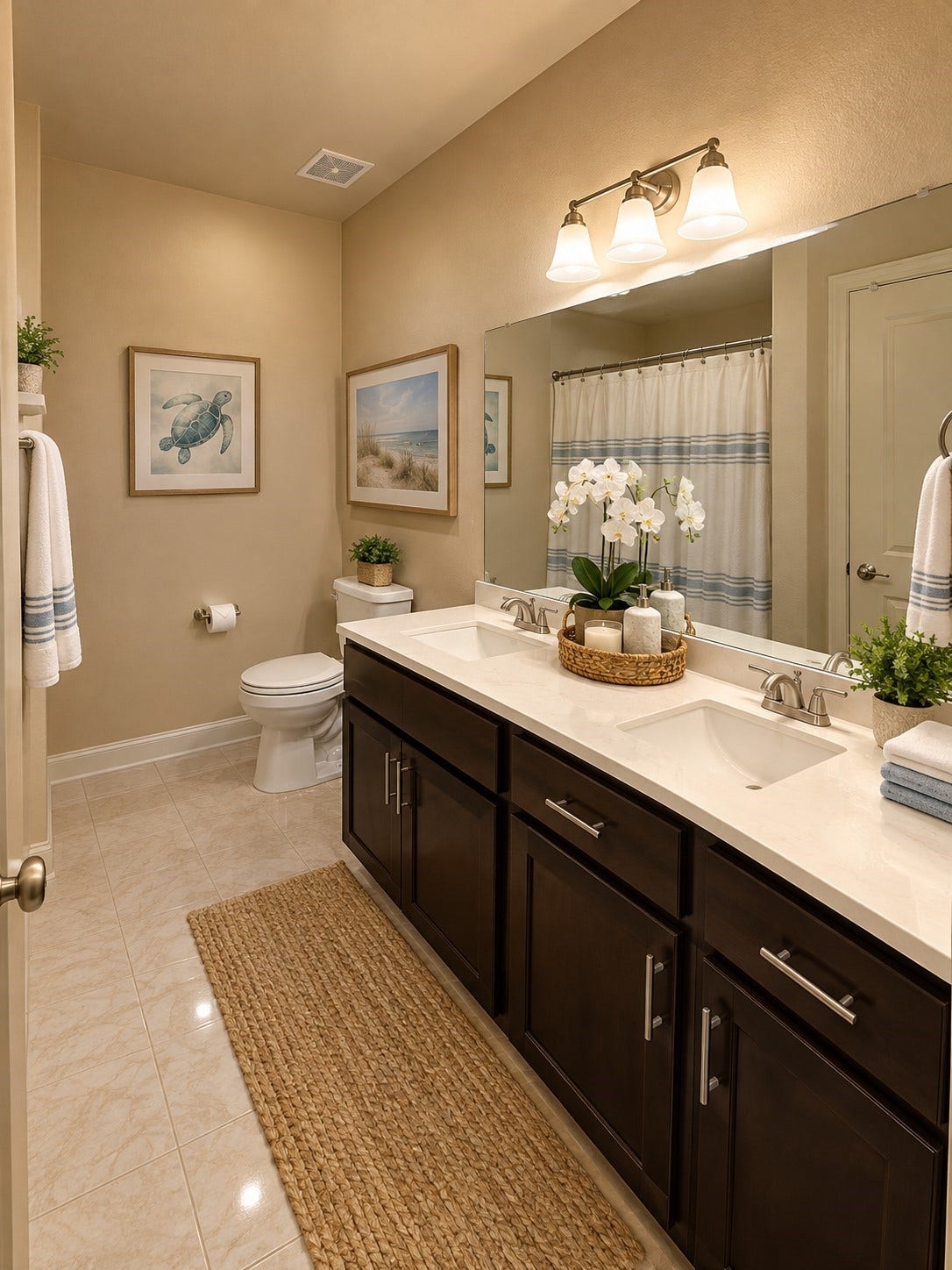 5406 Floral Valley Lane, Katy, TX 77449 Guest Bathroom with vanity, storage cabinets and drawers virtual enhancement