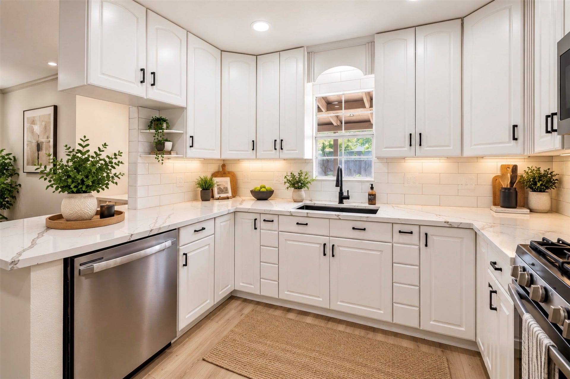 6638 Thornwall Street, Houston, TX 77092 Photoshopped/Enhanced Photo: Kitchen with plenty of cabinet space