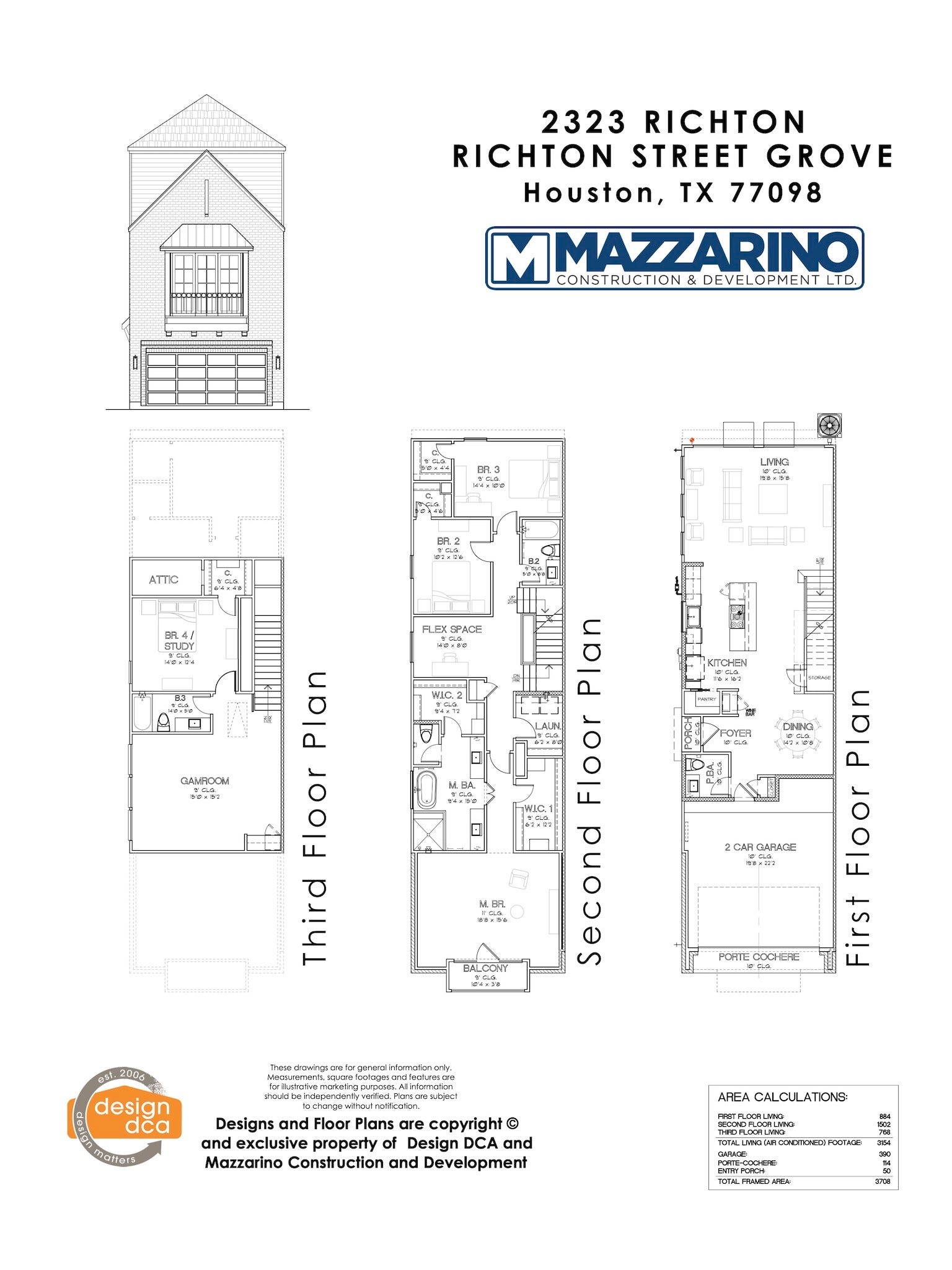 2323 RICHTON Street, Houston, TX 77098 Please be aware that these plans are the property of the architect/builder designer that designed them not DUX Realty, Mazzarino Construction or 2323 RICHTON LLC and are protected from reproduction and sharing under copyright law. These drawing are for general information only. Measurements, square footages and features are for illustrative marketing purposes. All information should be independently verified. Plans are subject to change without notification.