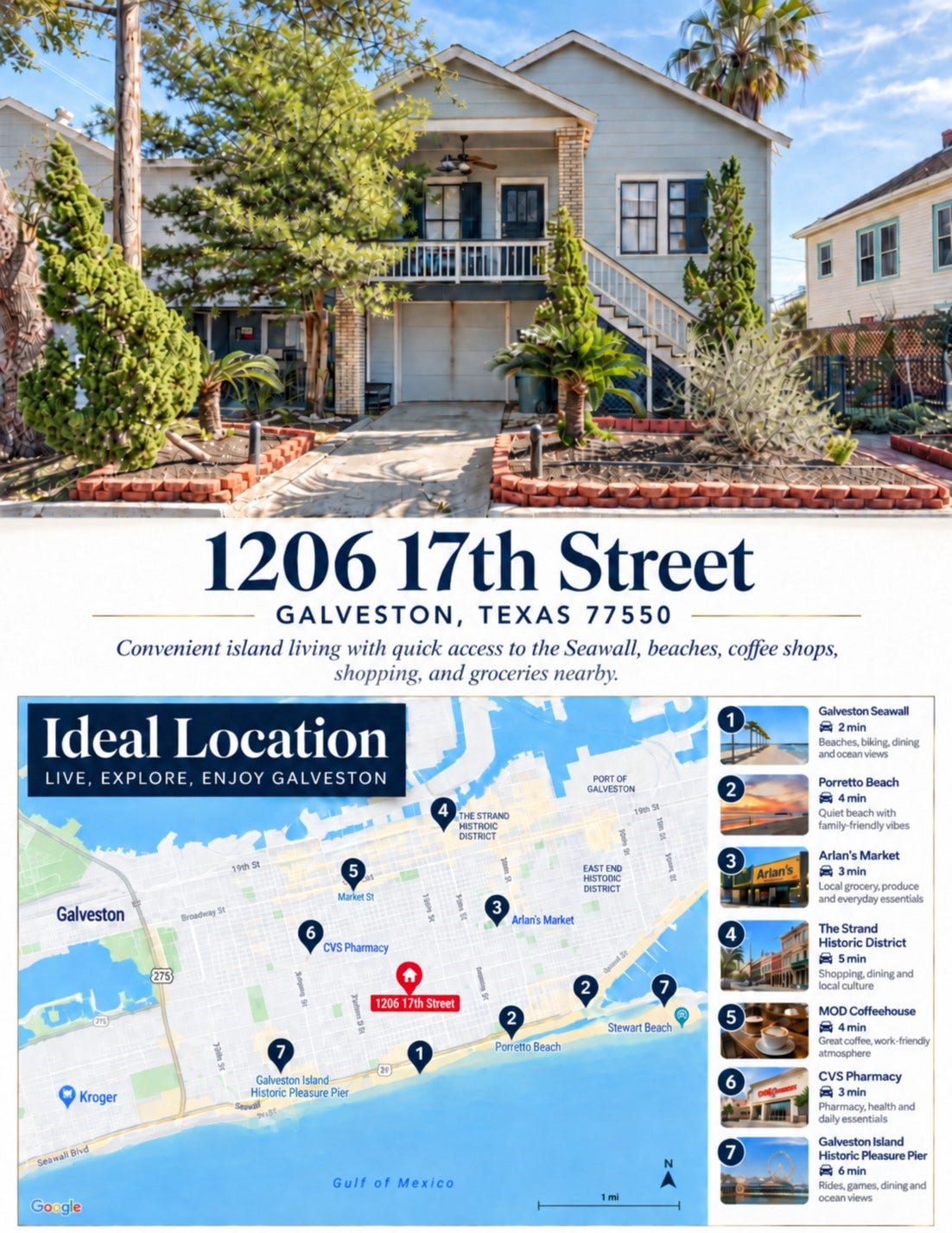1206 17th Street, #B, Galveston, TX 77550 1206 17th Street, #B, Galveston, TX 77550