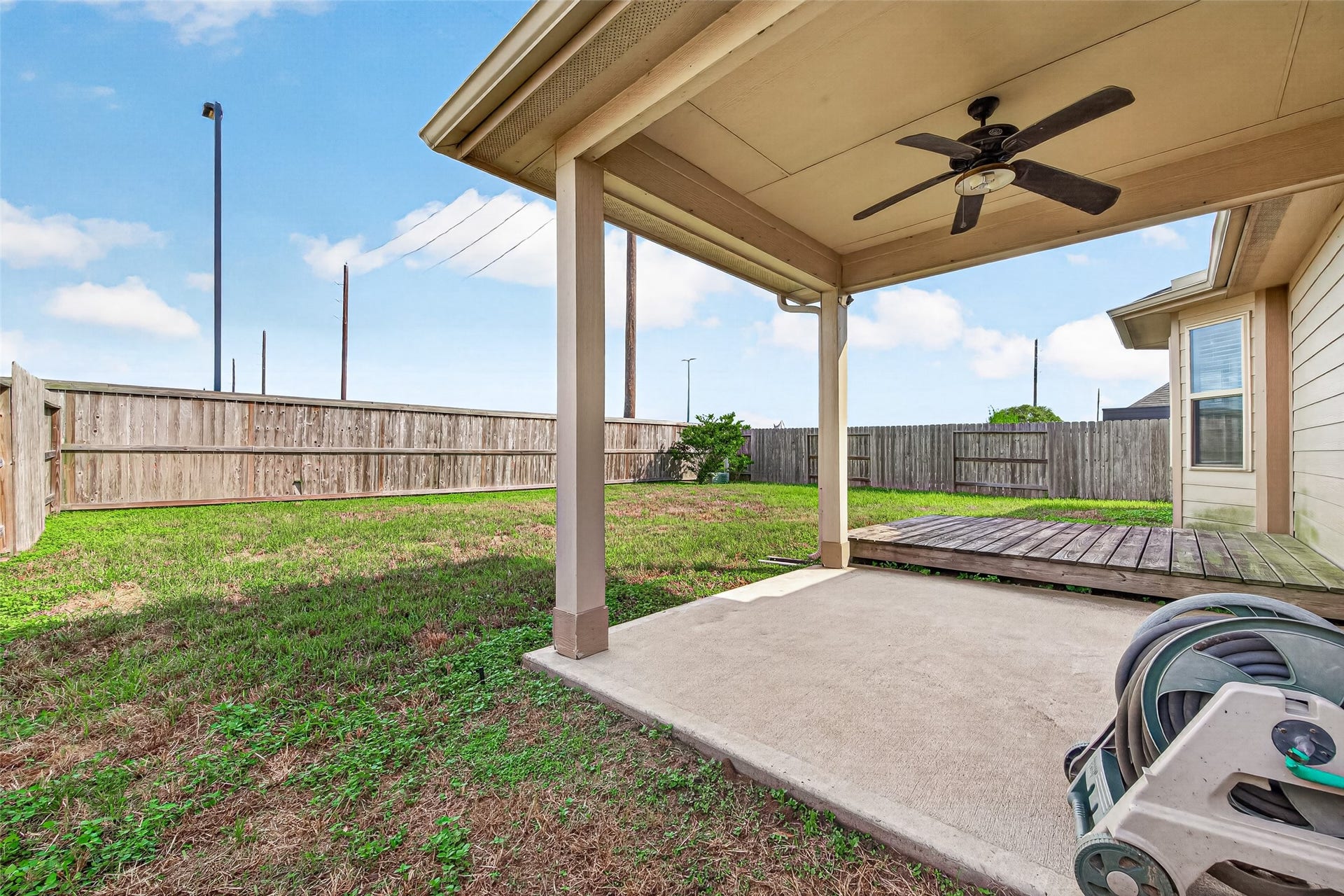 No back neighbors! Covered patio with extended deck
