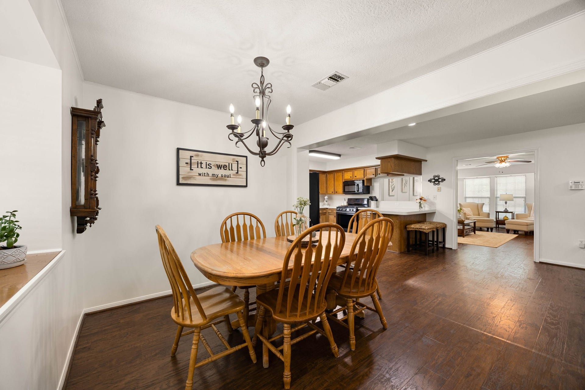Formal dining area conveniently positioned near the kitchen and living spaces.