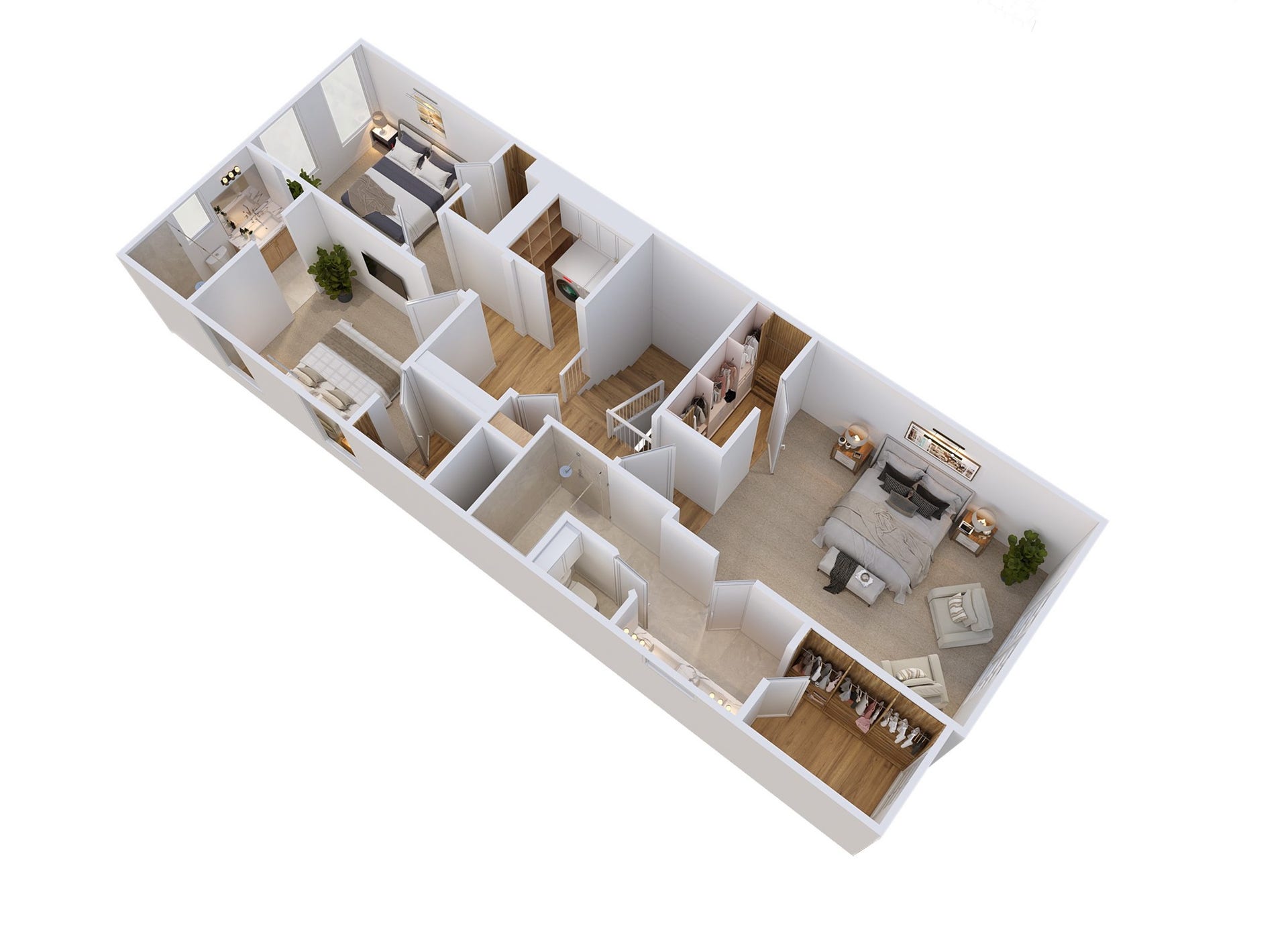1906 Luna Woods Lane, Houston, TX 77055 Second Level Plan 3D Rendering