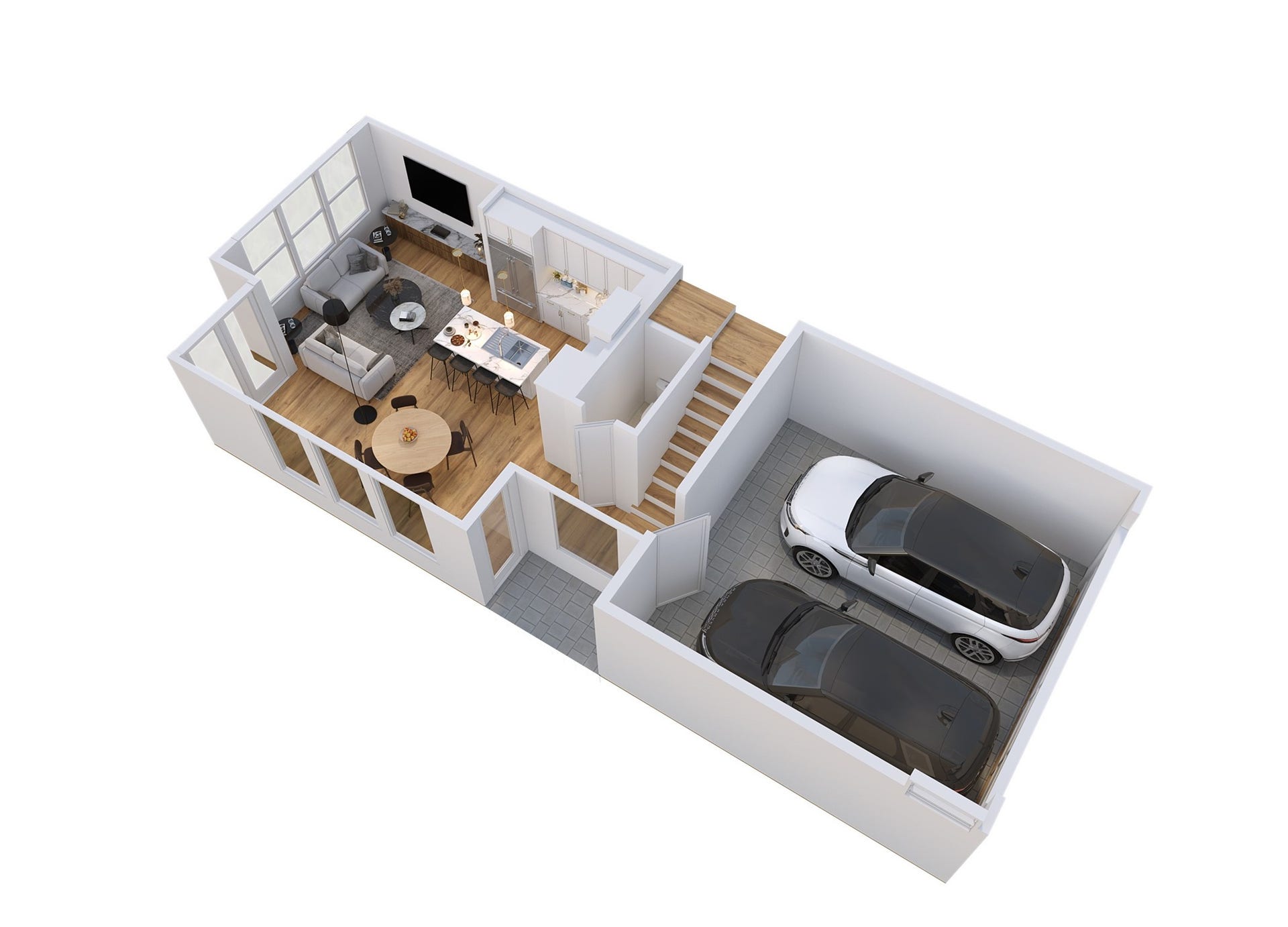 1906 Luna Woods Lane, Houston, TX 77055 First Level Plan 3D Rendering