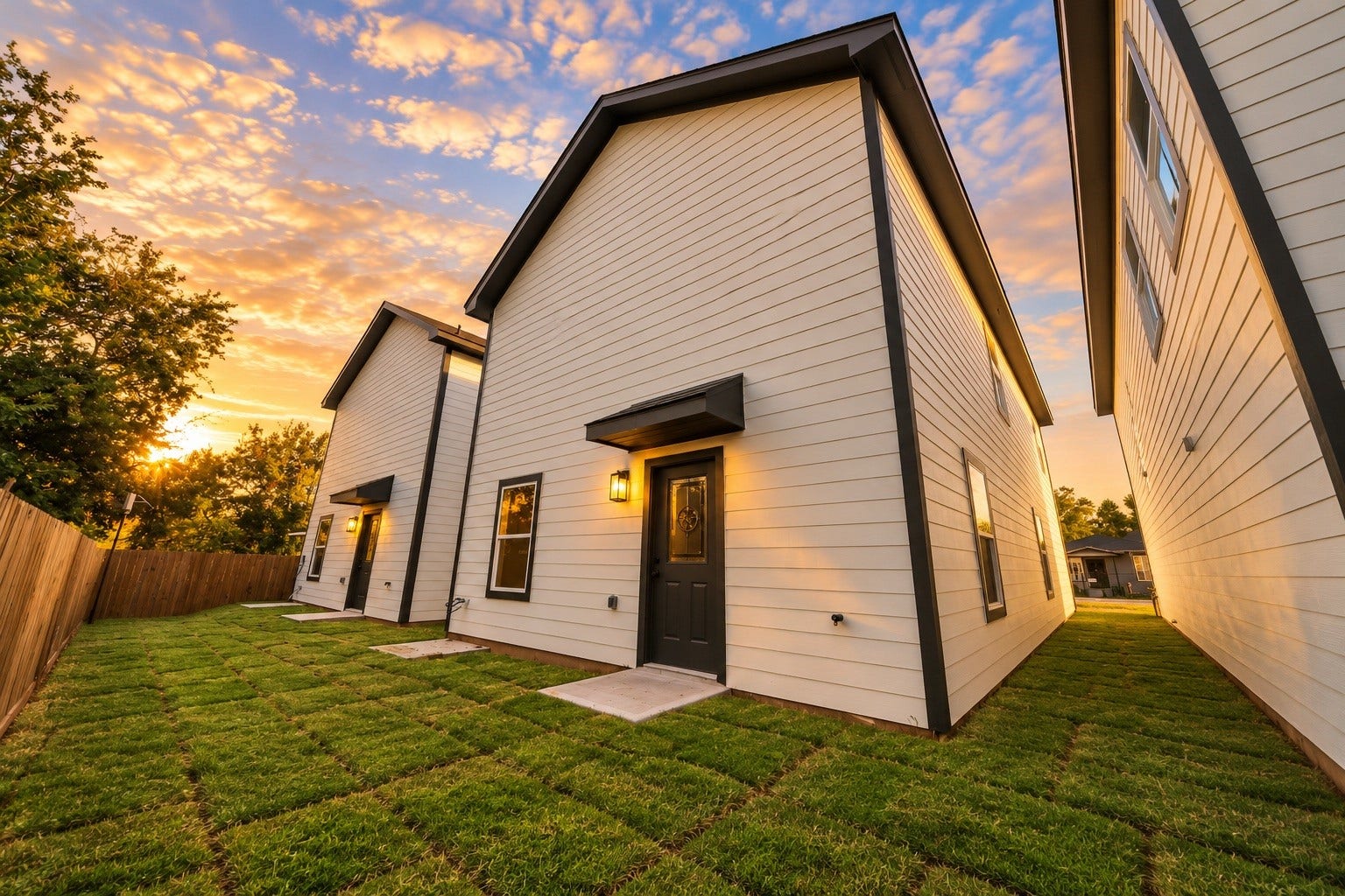 6675 Nielan Street, Houston, TX 77028 Rear exterior view showcasing the home's modern design, fully fenced backyard, private outdoor space & convenient access from the main living area.