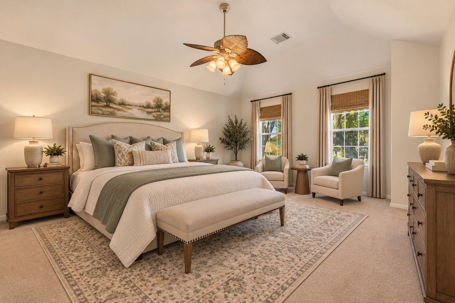 1344 Coleman Boylan Drive, League City, TX 77573 AI picture showing how furniture can be laid out in the primary bedroom.