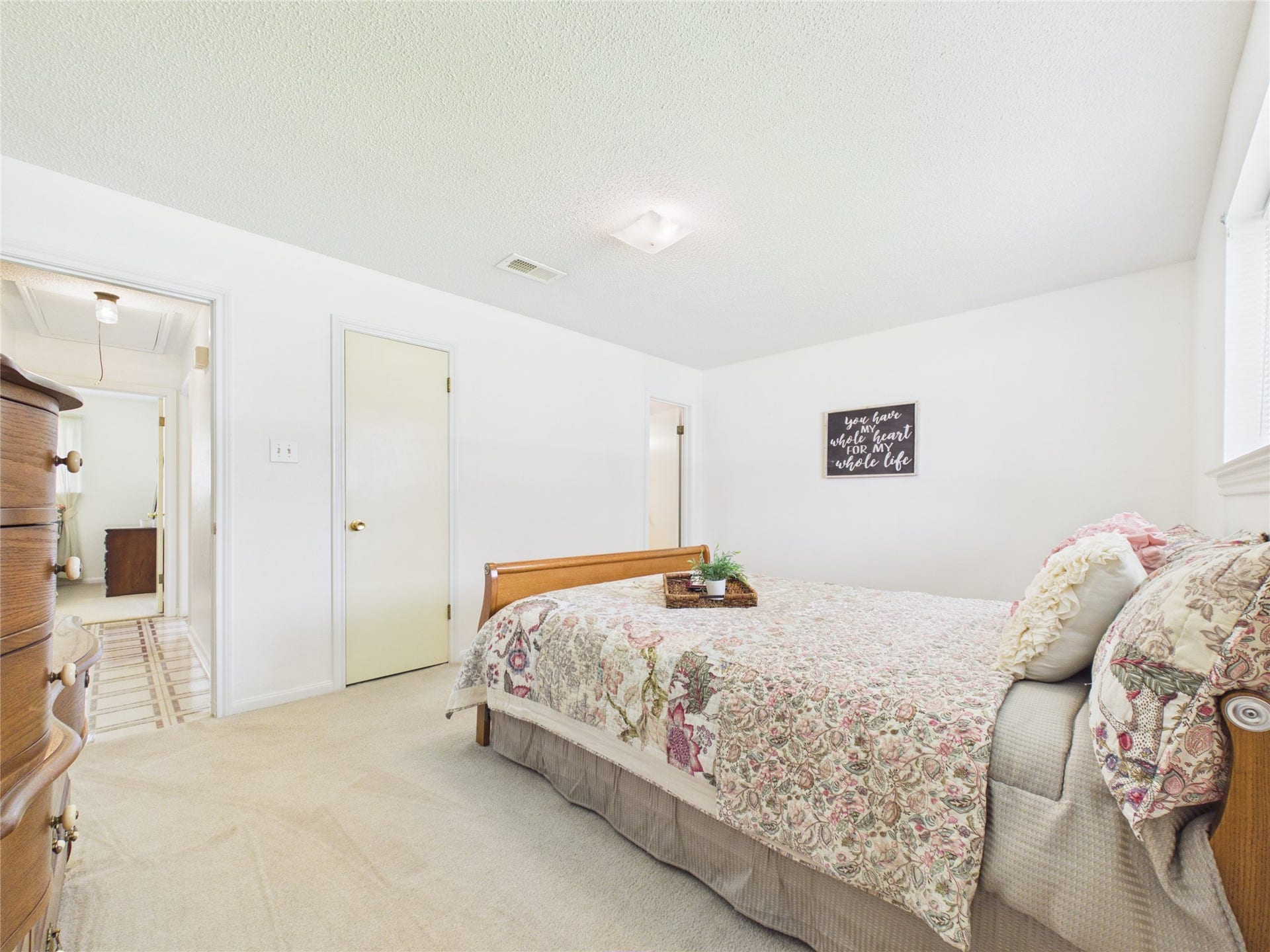 1909 Tracy Lynn Lane, Alvin, TX 77511 Another view of the primary suite, closed door is a walk in closet; open door leads to the primary bathroom