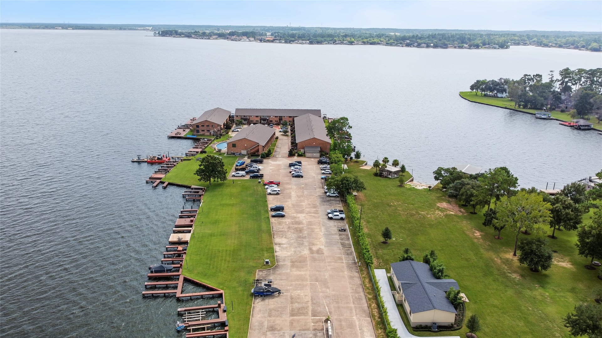 Sweeping open-water views showcase the beauty and tranquility of Lake Conroe.
