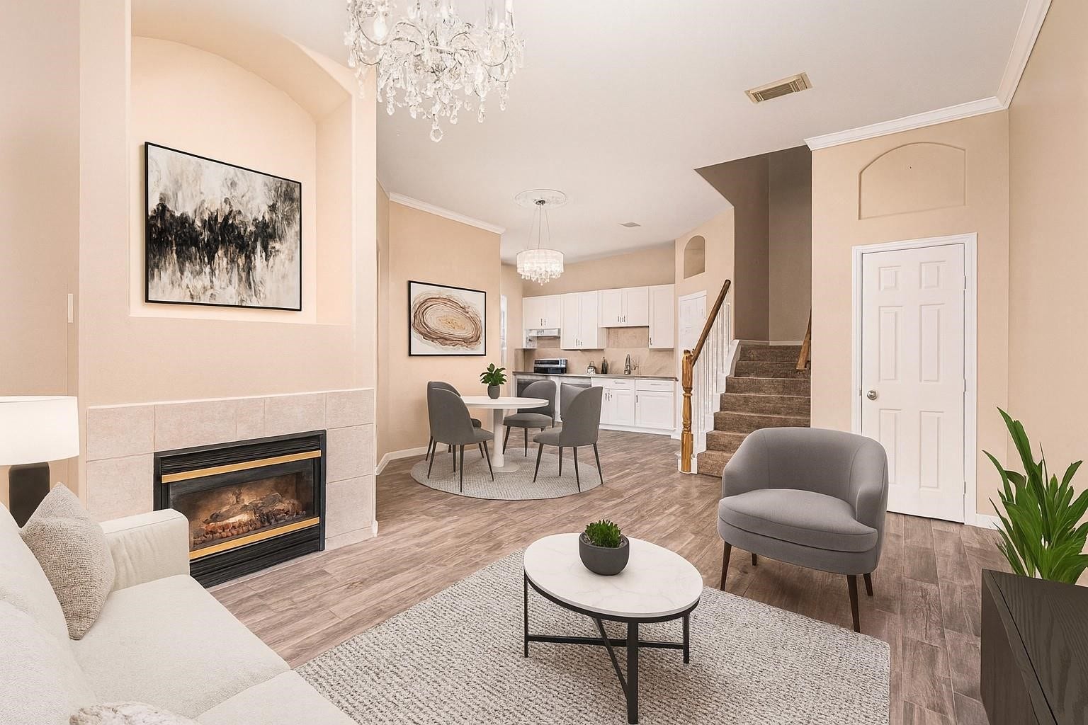 2710 Grants Lake Boulevard, #E3, Sugar Land, TX 77479 Photo is virtually staged* Just inside the front door. Living space is open to the kitchen and breakfast area