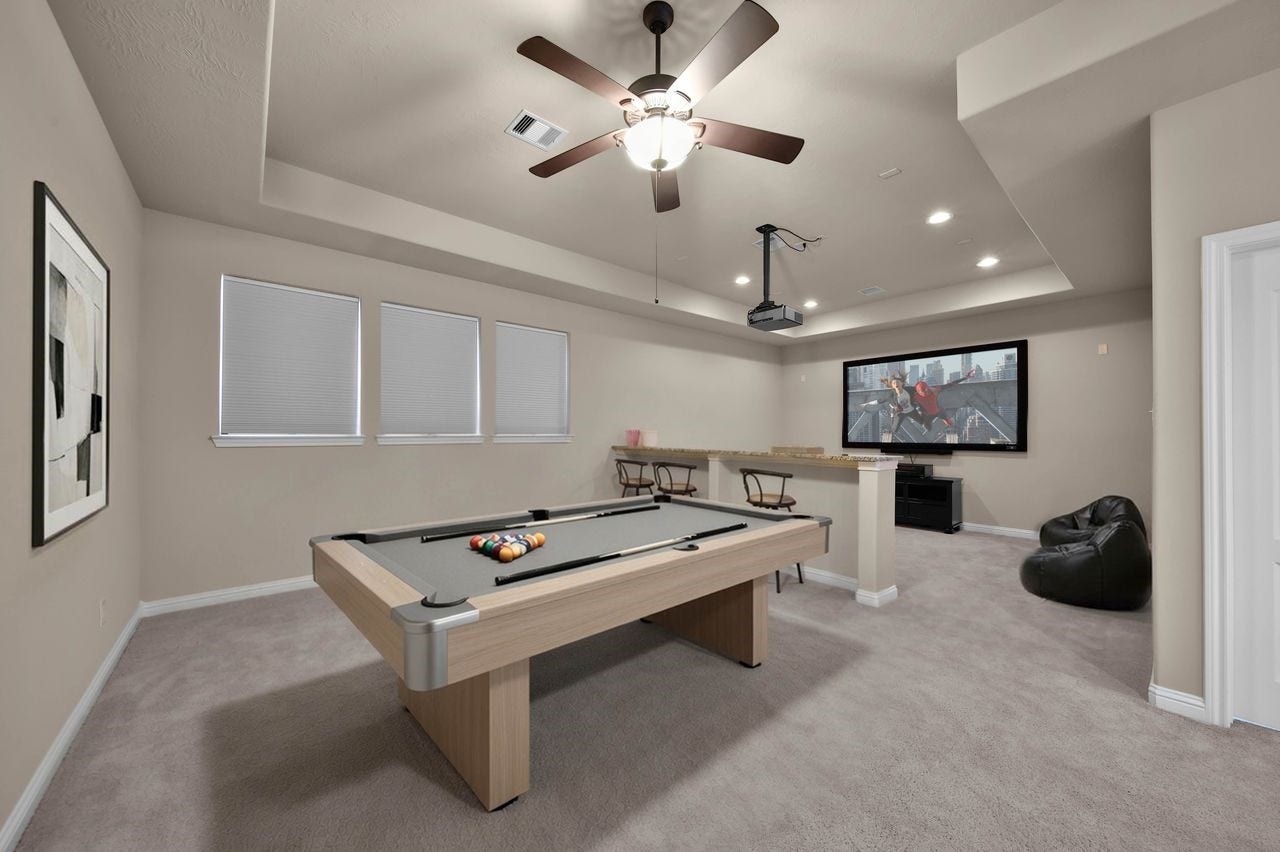 27707 Lakeway Trail Lane, Fulshear, TX 77441 Rack Em Up! The space easily accomodates a pool table. (virtually staged).