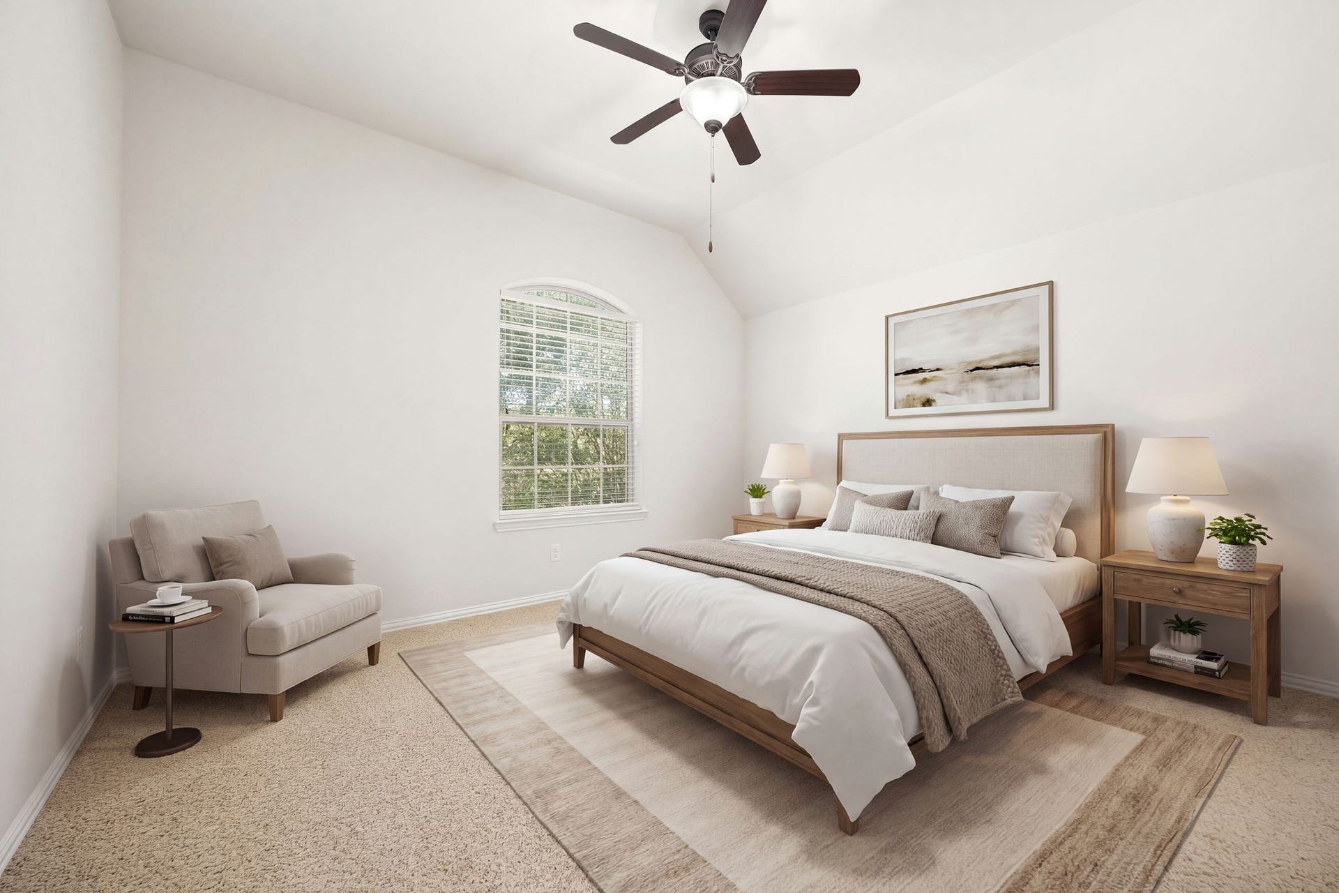 9931 Hutton Park Drive, Katy, TX 77494 This light and airy room features high ceilings, a classic central ceiling fan, and clean neutral walls that make the space feel incredibly open. The soft, neutral carpeting pairs beautifully with the simple, elegant architectural lines, offering an ideal space for an additional guest room, a private secondary suite, or a quiet nursery.