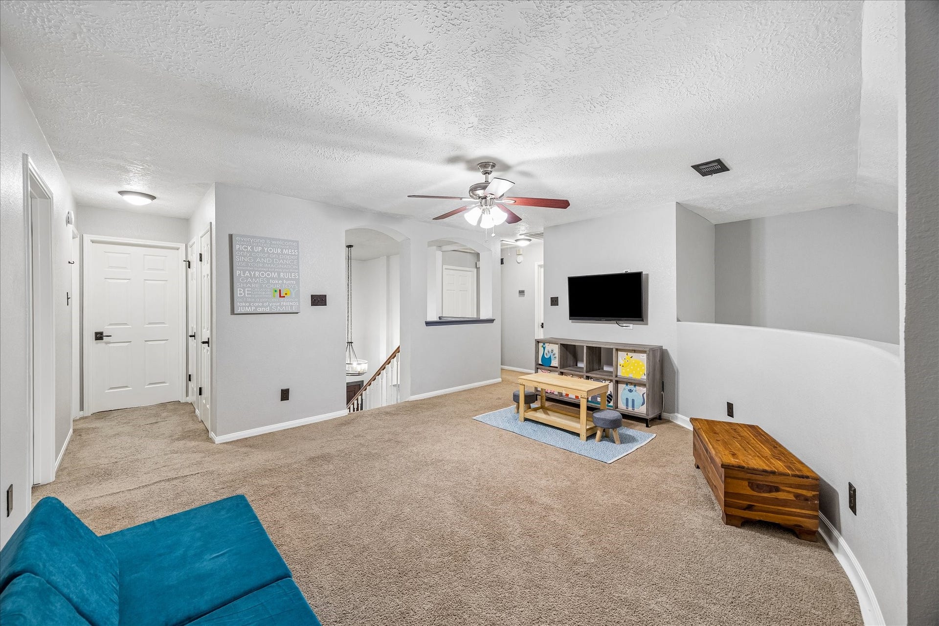 1918 Mercoal Drive, Spring, TX 77386 The game room is upstairs central to all guest bedrooms