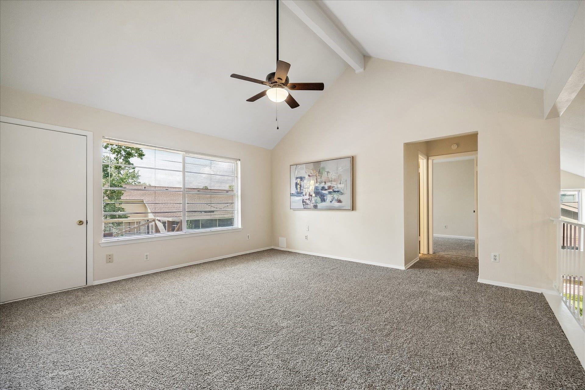 The 2 upstairs bedrooms are separated by the gameroom.