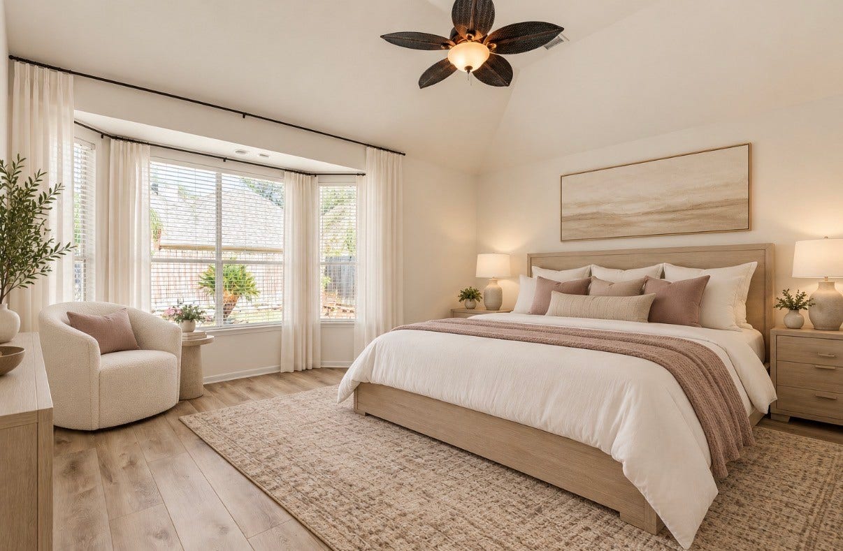 23218 Colony Green Drive, Katy, TX 77494 Staged Visual of primary bedroom possibilities.