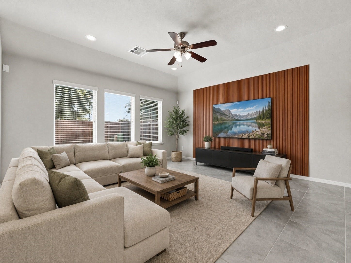3519 Mcdonough Way, Katy, TX 77494 Accent wall decorates that special space to set up your entertainment center and comfy family room sofas, etc... (VS)