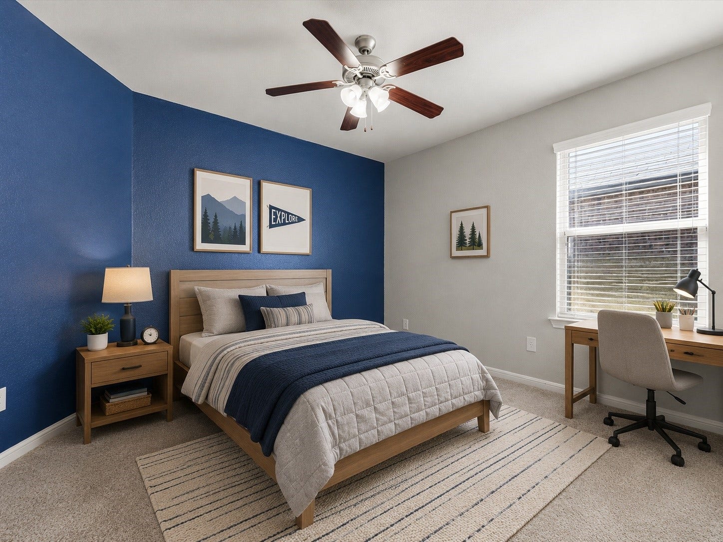 3519 Mcdonough Way, Katy, TX 77494 Secondary bedroom with beautiful blue accent wall. (VS)