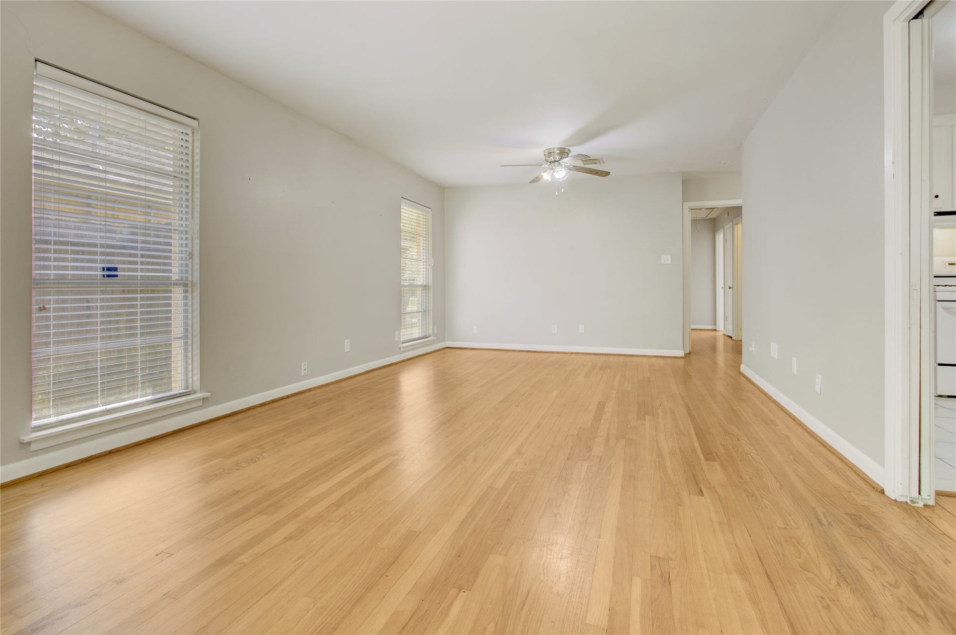 4314 Benning Drive, Houston, TX 77035 View from the sliding door, looking toward the living room and bedroom wing