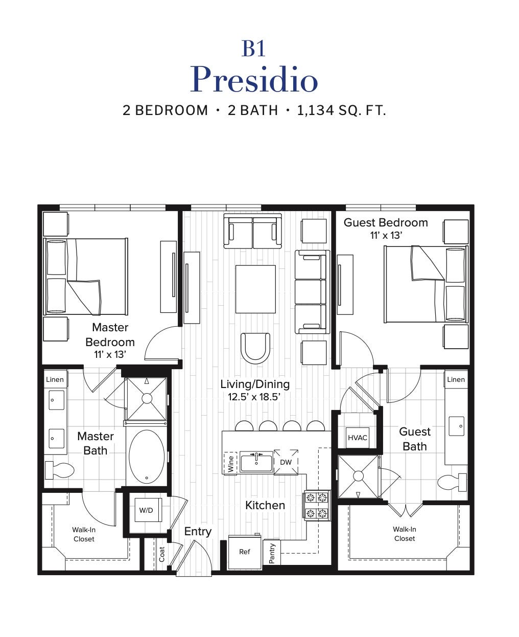 1,134 sq ft.