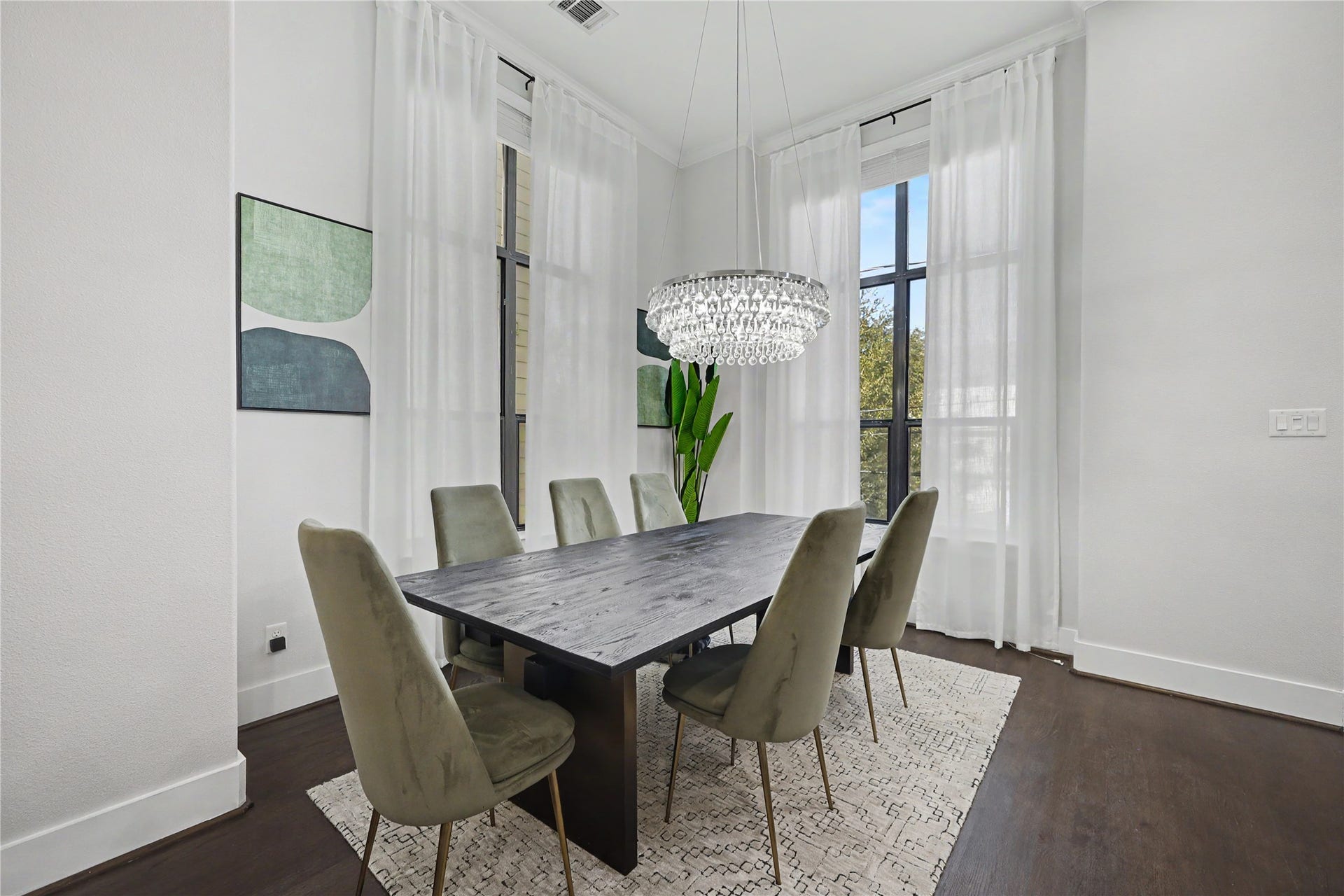This elevated dining space is the perfect backdrop for your dinner parties.