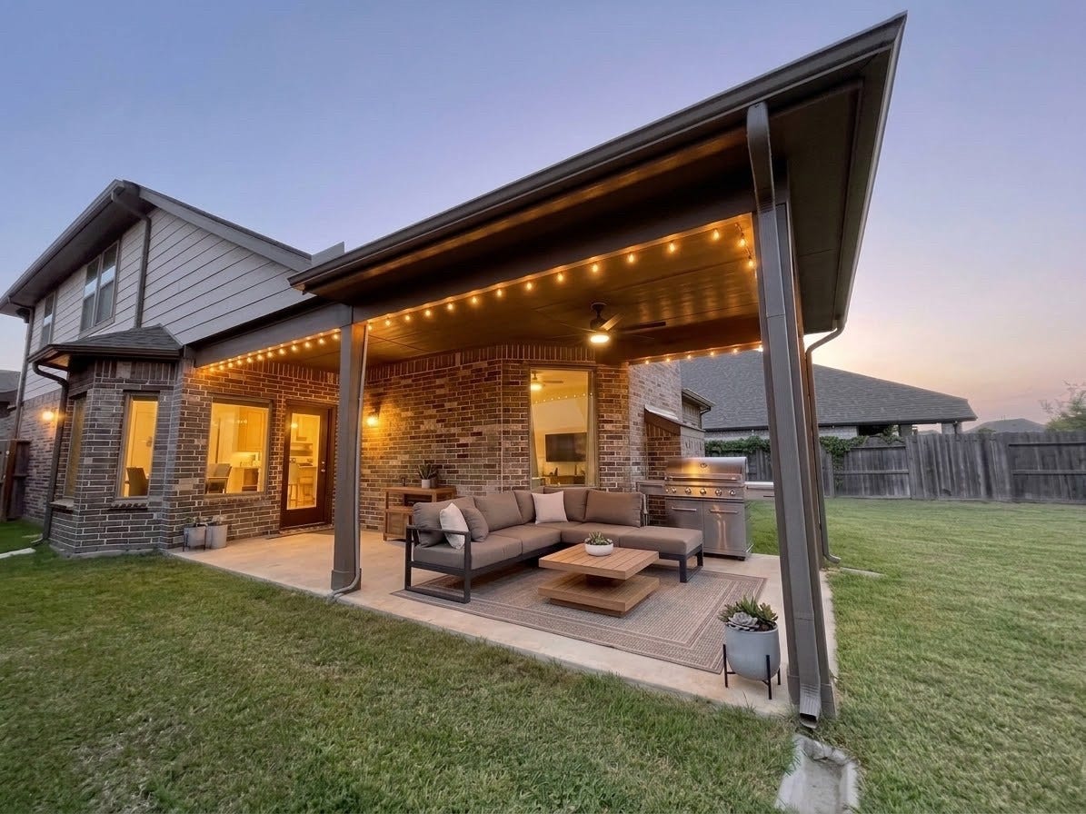 8822 SPINNING MILL DRIVE, Missouri City, TX 77459 THE COVERED BACK PATIO PROVIDES SHADED SPACE FOR OUTDOOR SEATING AND OPENS DIRECTLY TO THE YARD.