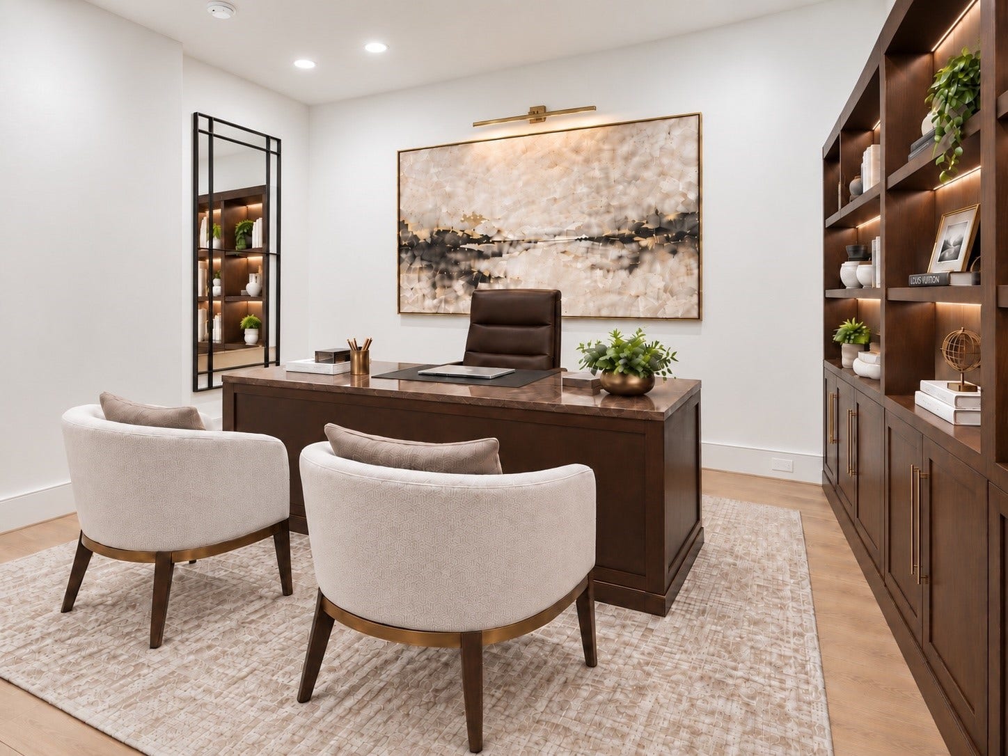 5656 San Felipe Street, Unit 701, Houston, TX 77056 An alternate perspective of the home office or media, highlighting the ample room it provides. Photo is digitally staged to show different furnishing options
