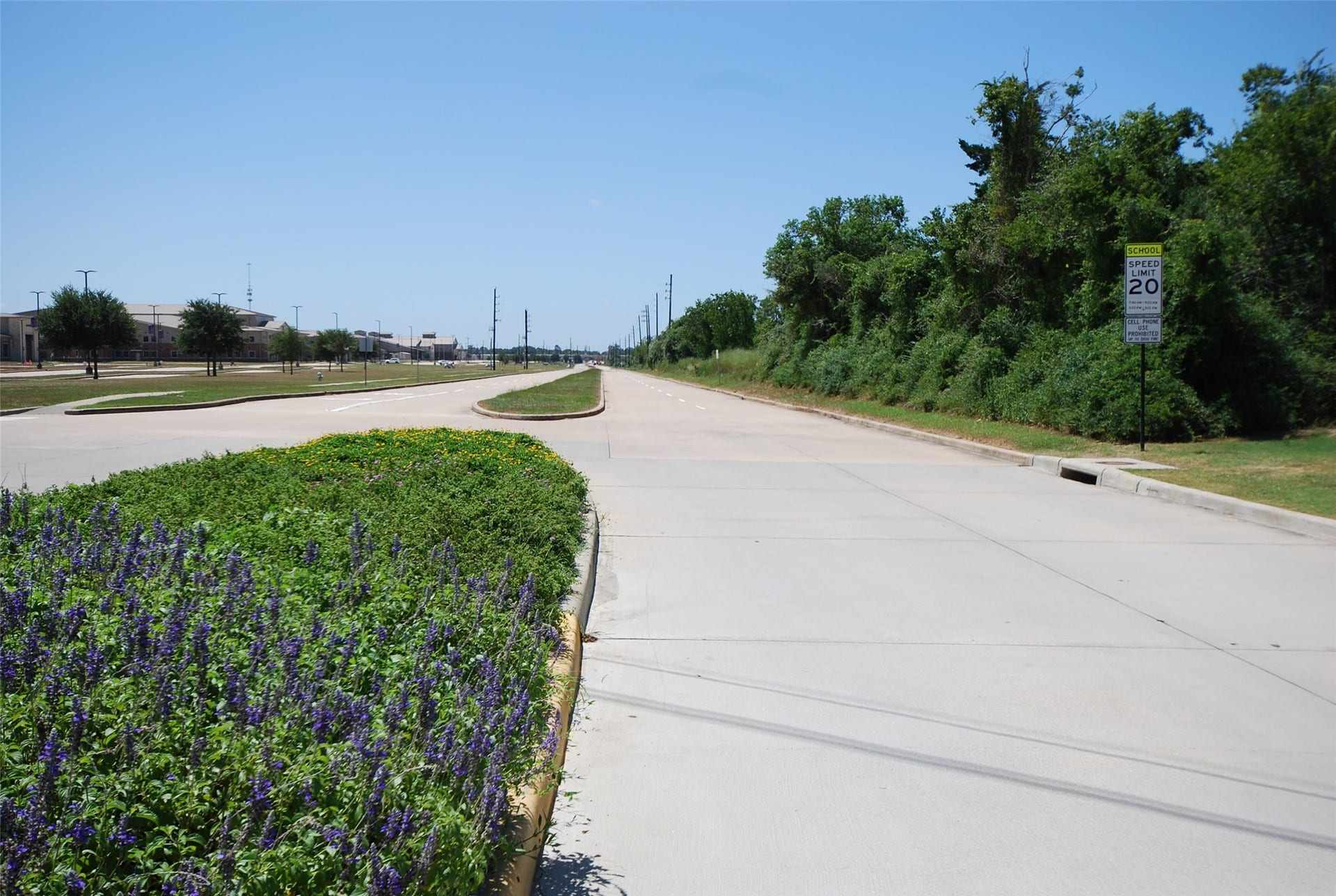 0 Fulshear Katy Road, Fulshear, TX 77441 The Lot adjoins the last row of homes in Cross Creek Ranch and this is looking south down Charger Way. The schools are glimpsed on the left.